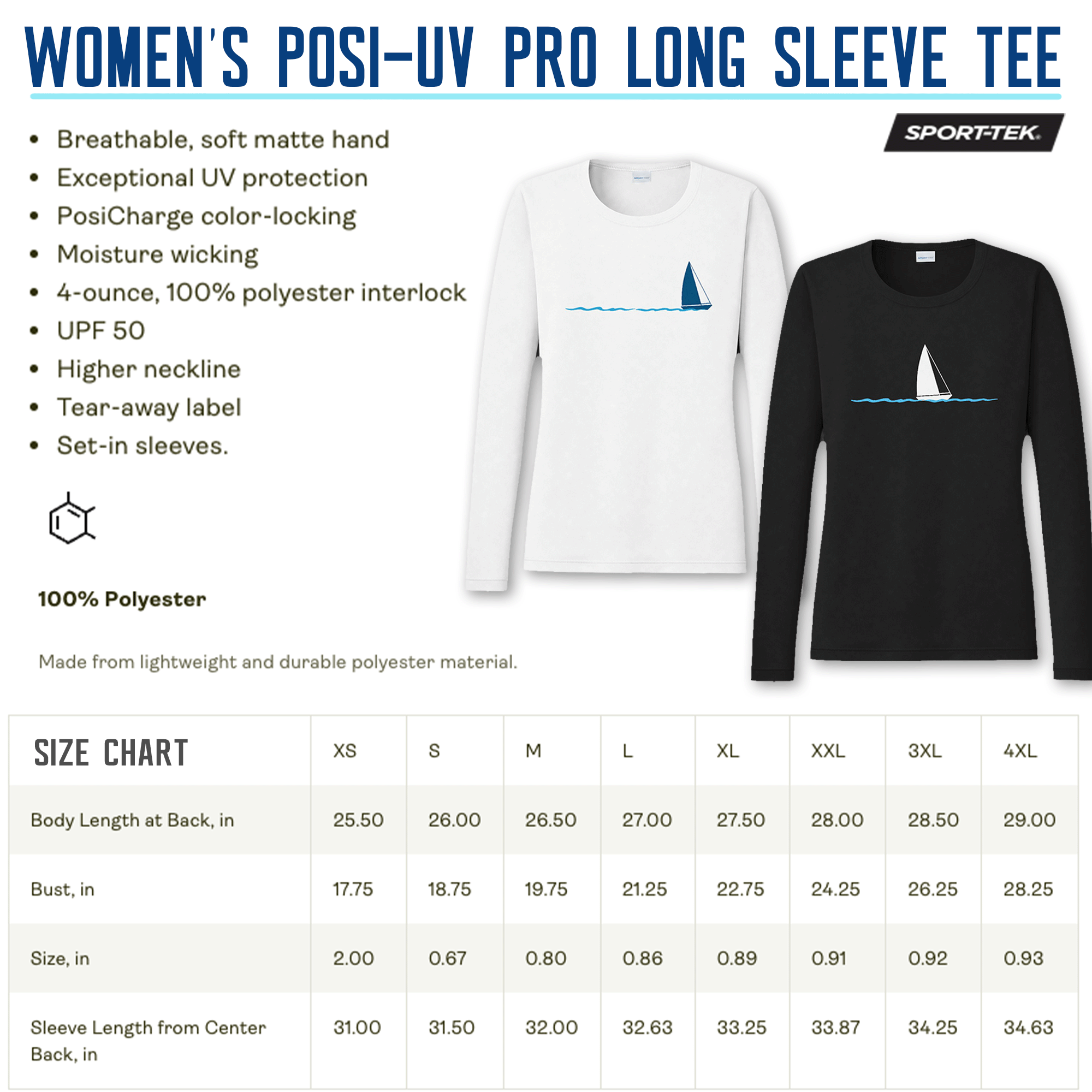 Women's Sailboat Long Sleeve UV Sun Shirt