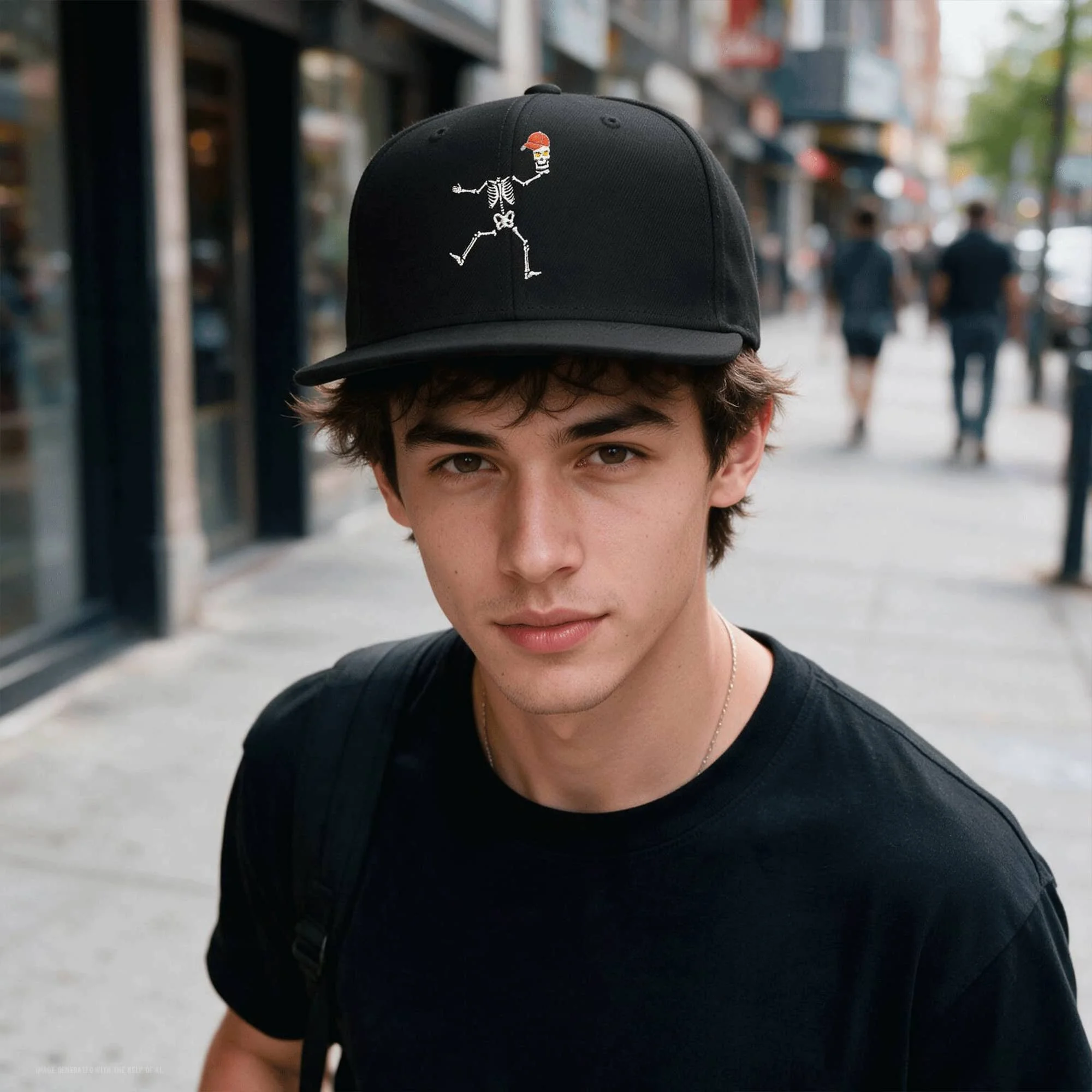 Embroidered Funny Halloween Skeleton Snapback Cap