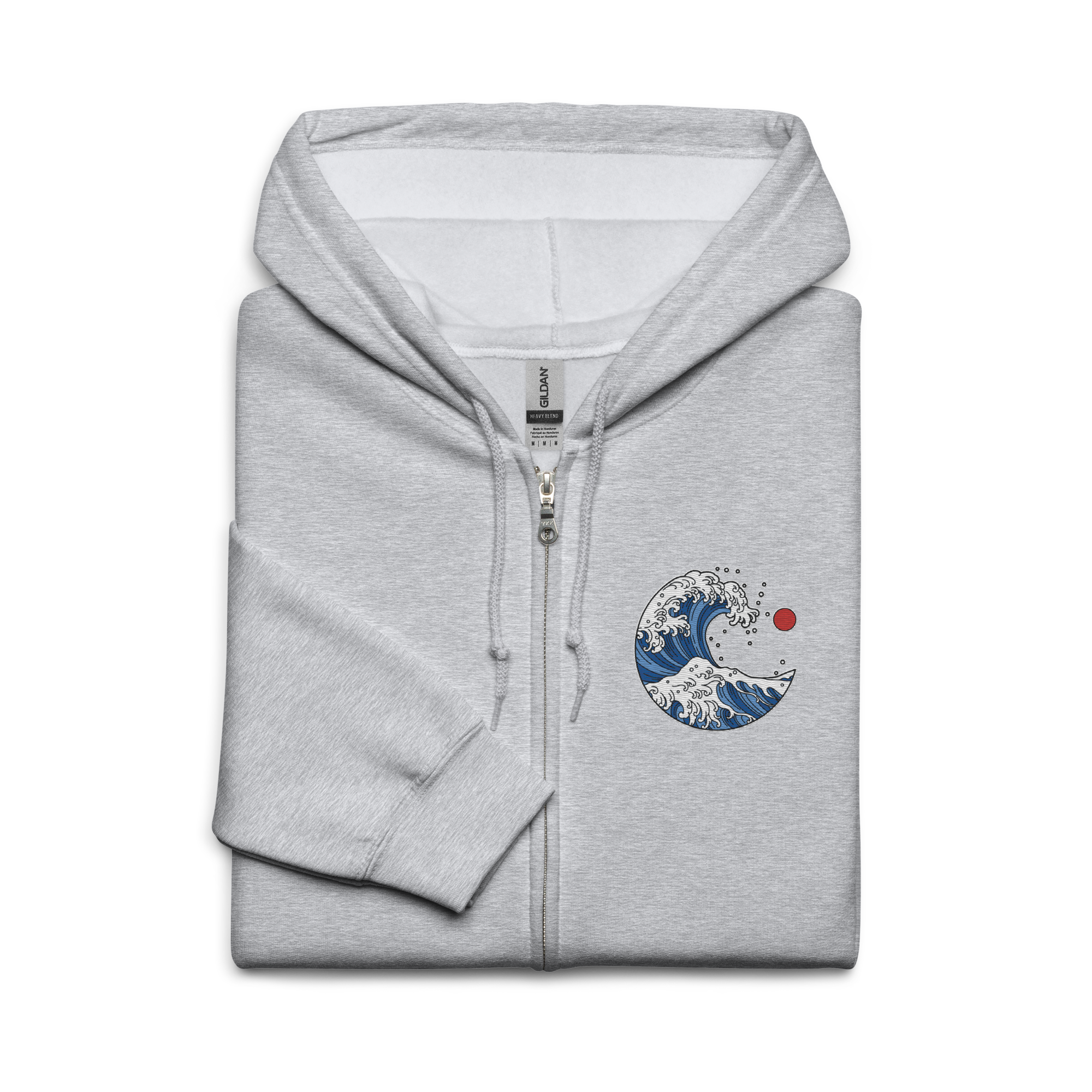 Japanese-Style Ocean Wave Zip Up Hoodie