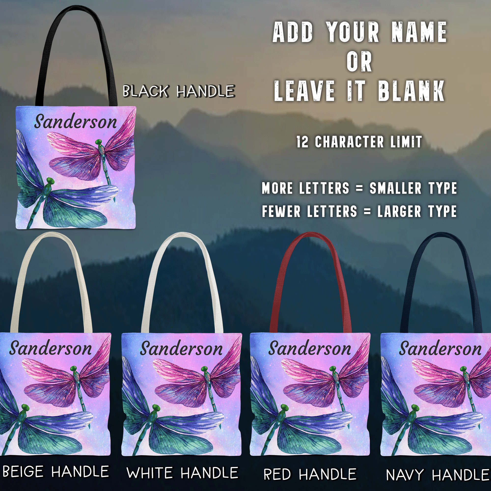 Personalized Dragonfly Tote Bag