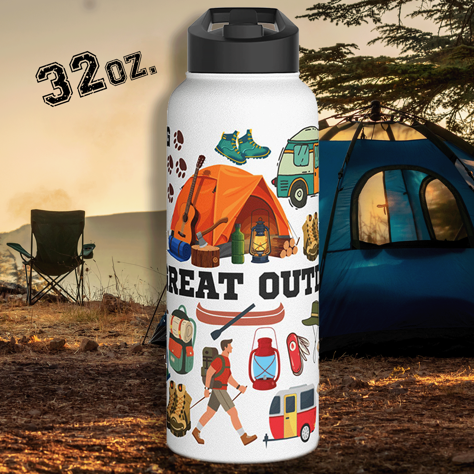 Outdoor Adventure Stainless Steel 32oz Water Bottle