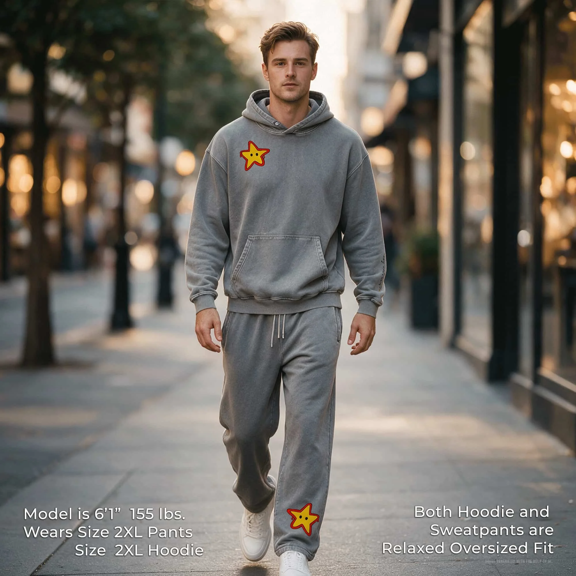 Snow Washed Star Fleece Hoodie & Sweatpants
