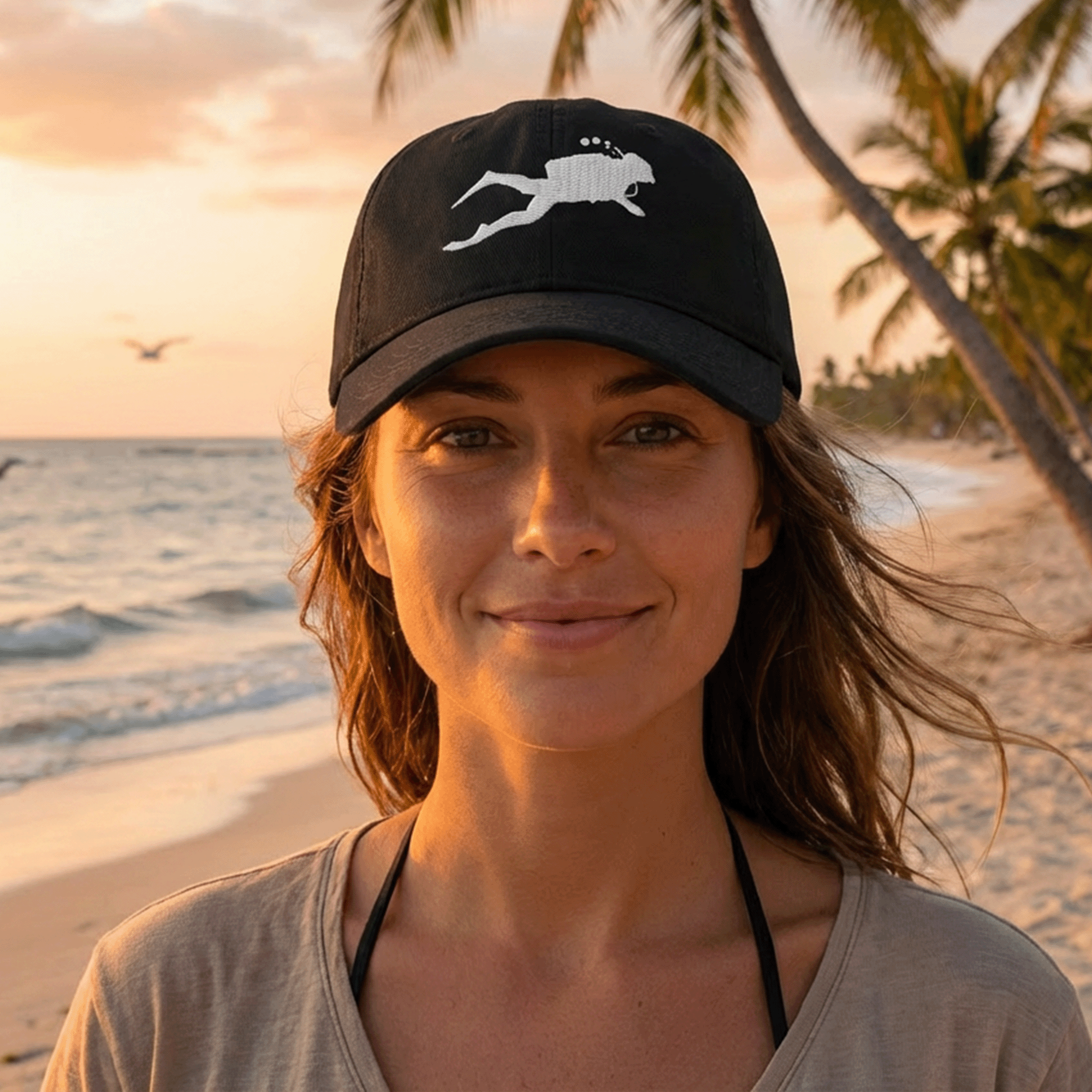 Embroidered Scuba Diver Cap