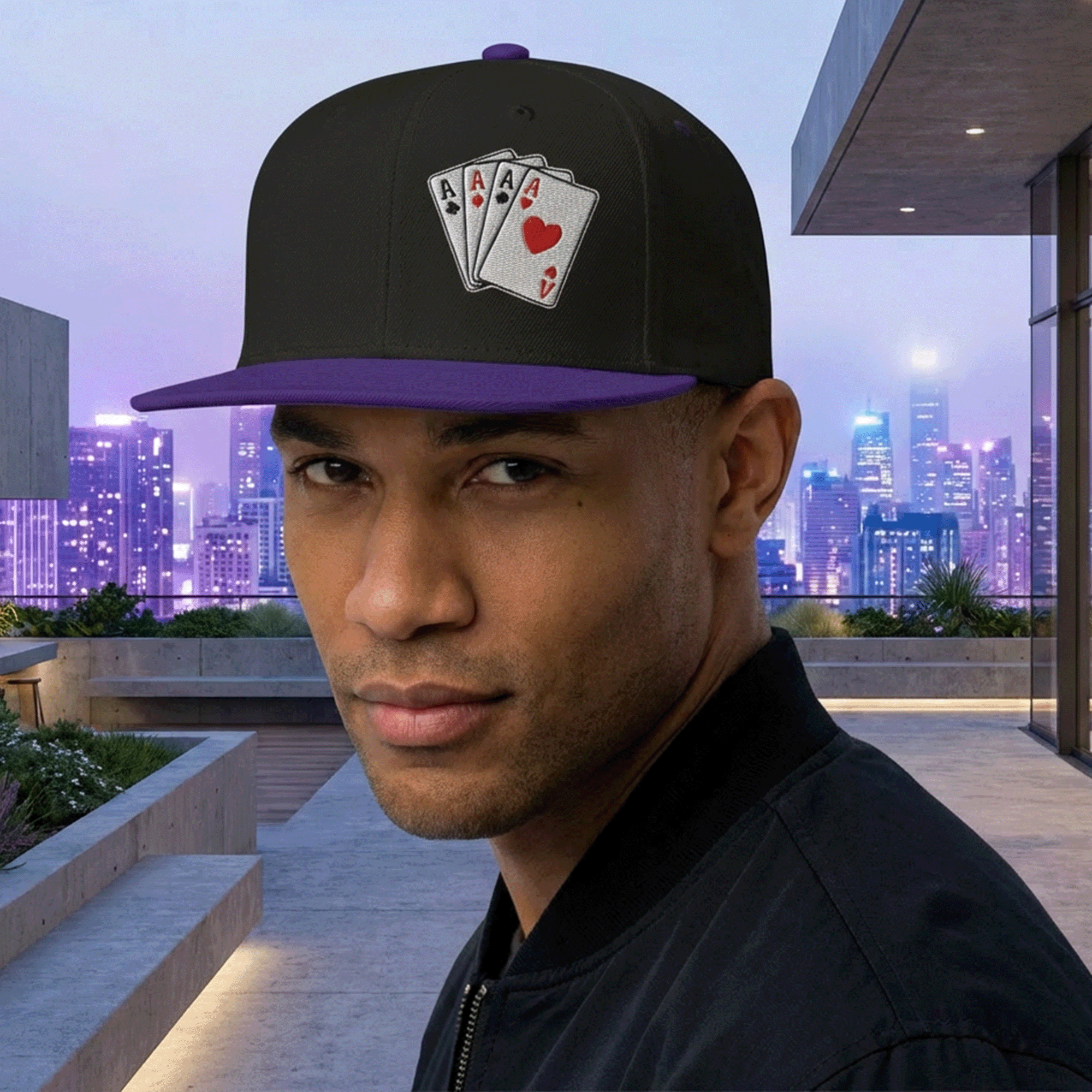 Embroidered Ace Cards Snapback Cap