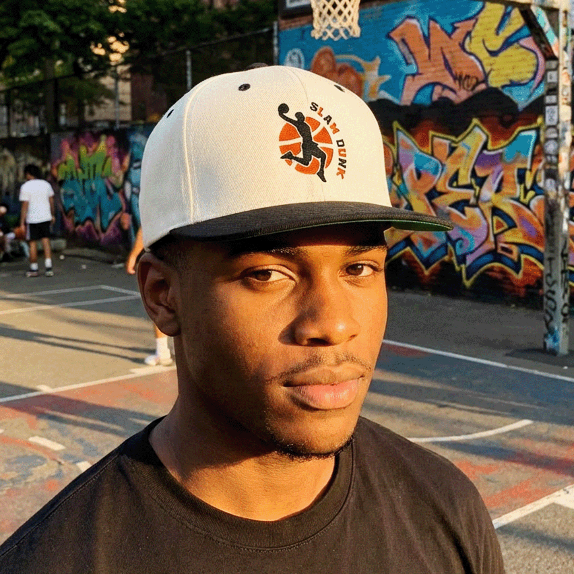 Embroidered Basketball Slam Dunk Snapback Cap