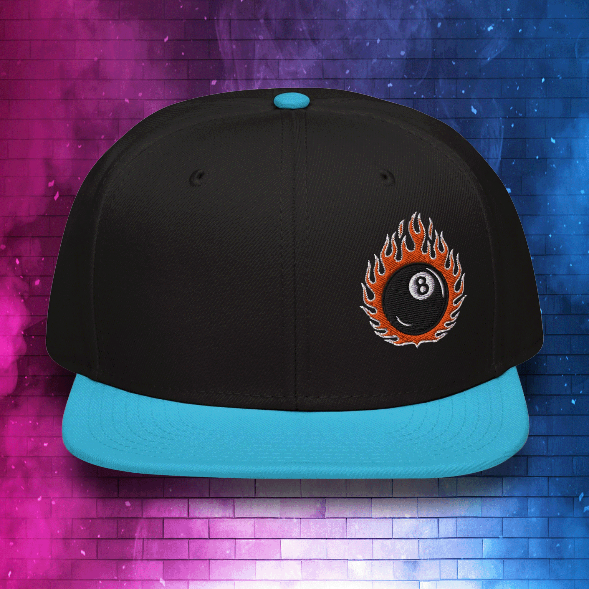 Embroidered 8 Ball Streetwear Snapback Cap