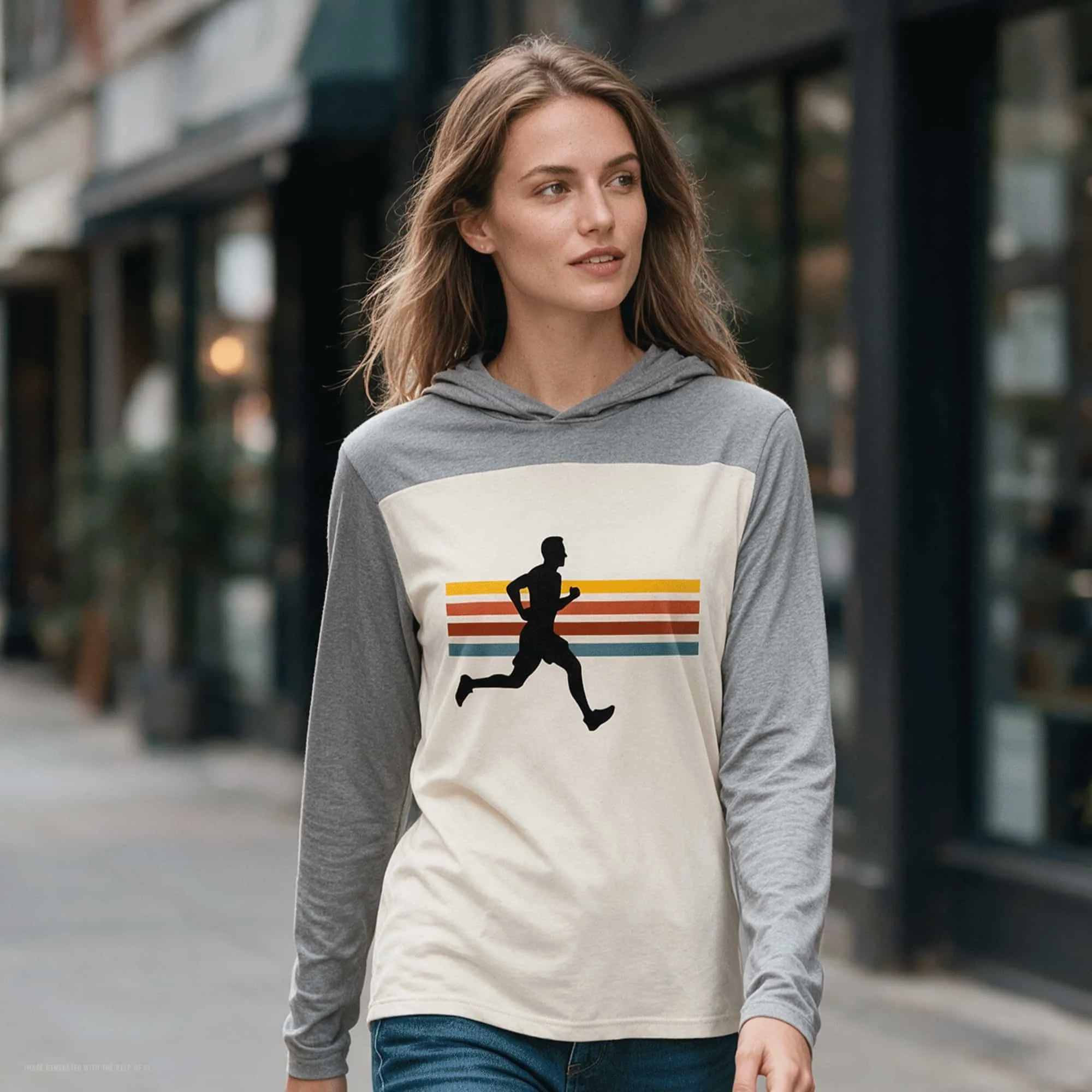 Runner Retro Stripes Long Sleeve Hoodie T-shirt