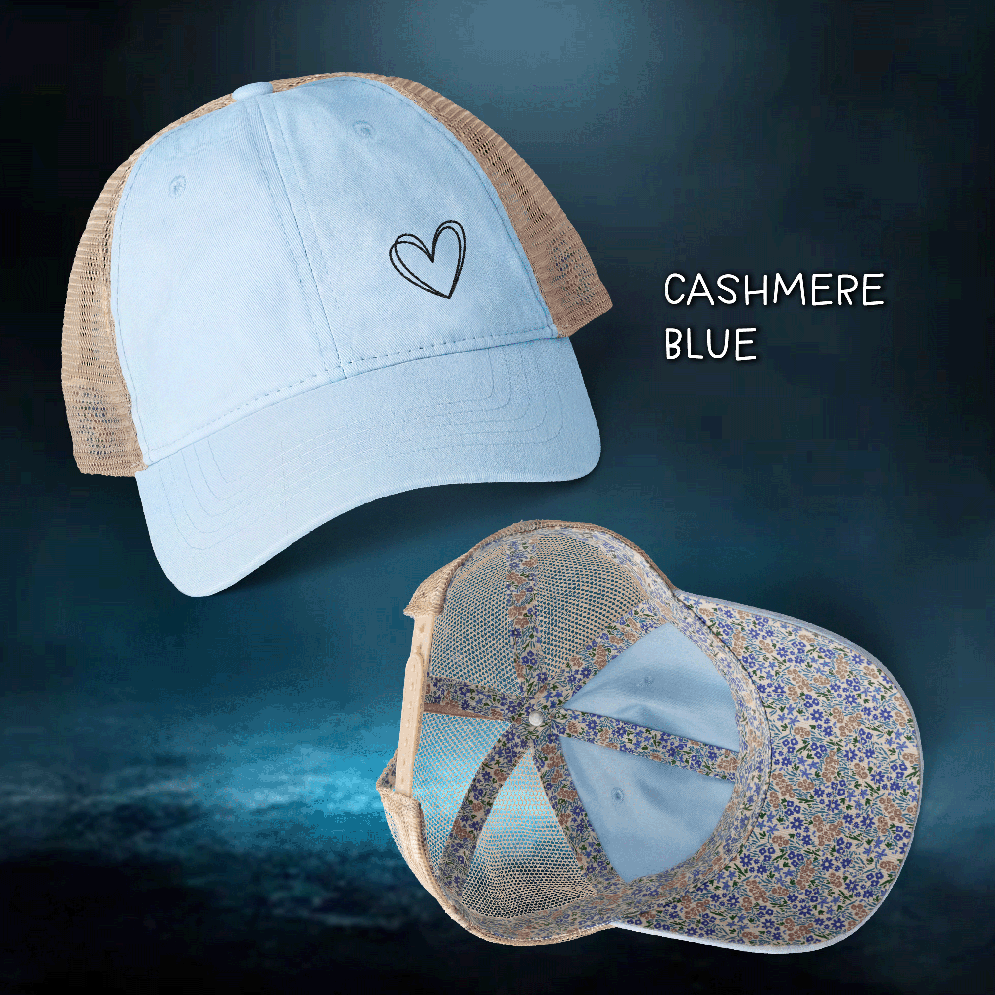 Embroidered Double Hearts Women's TESS Cap