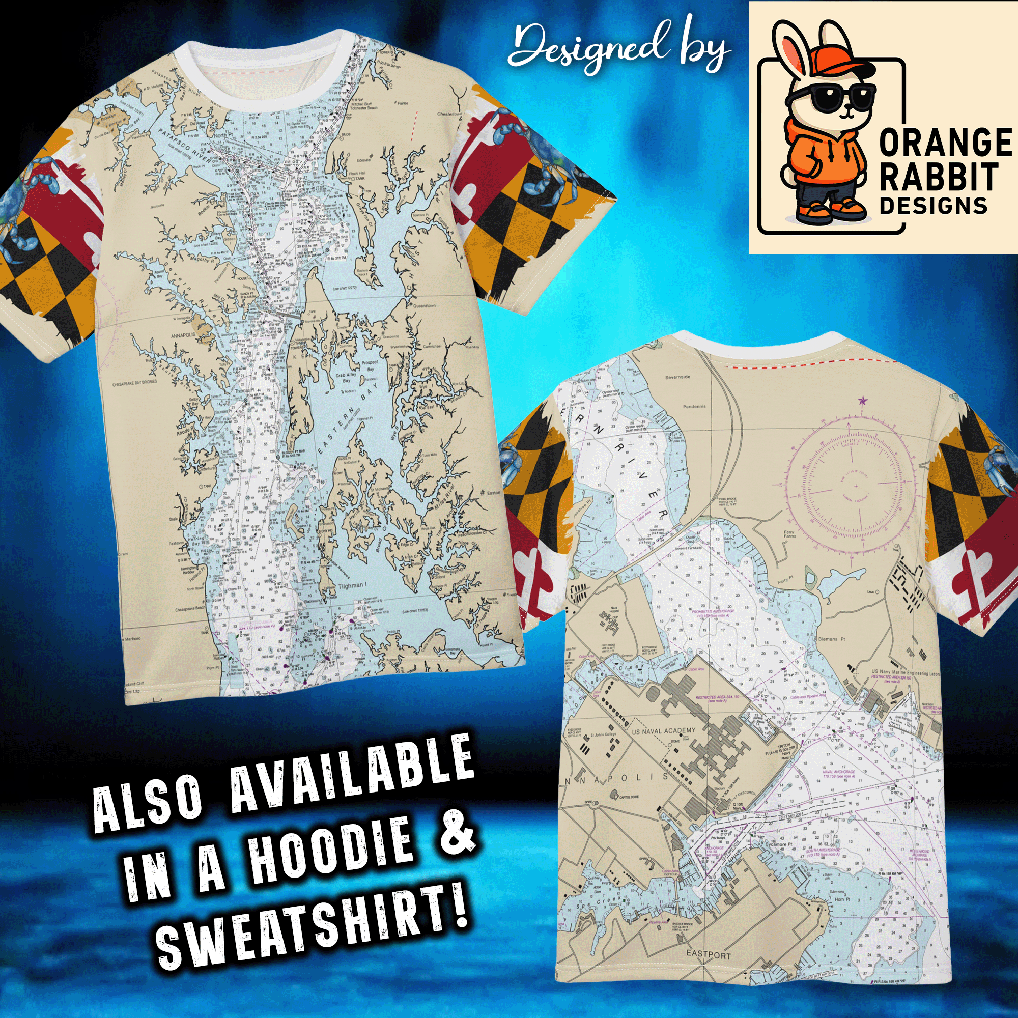 Maryland Chesapeake Bay Nautical Chart Tee