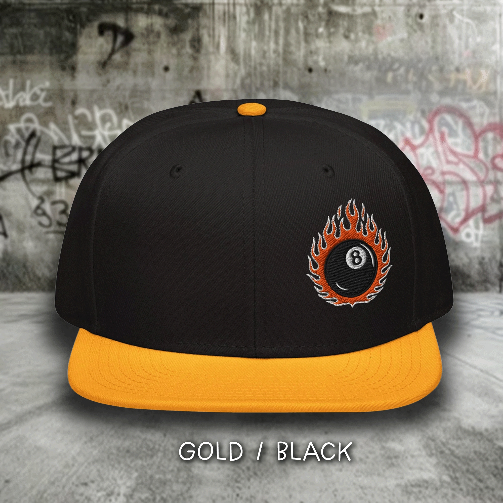 Embroidered 8 Ball Streetwear Snapback Cap