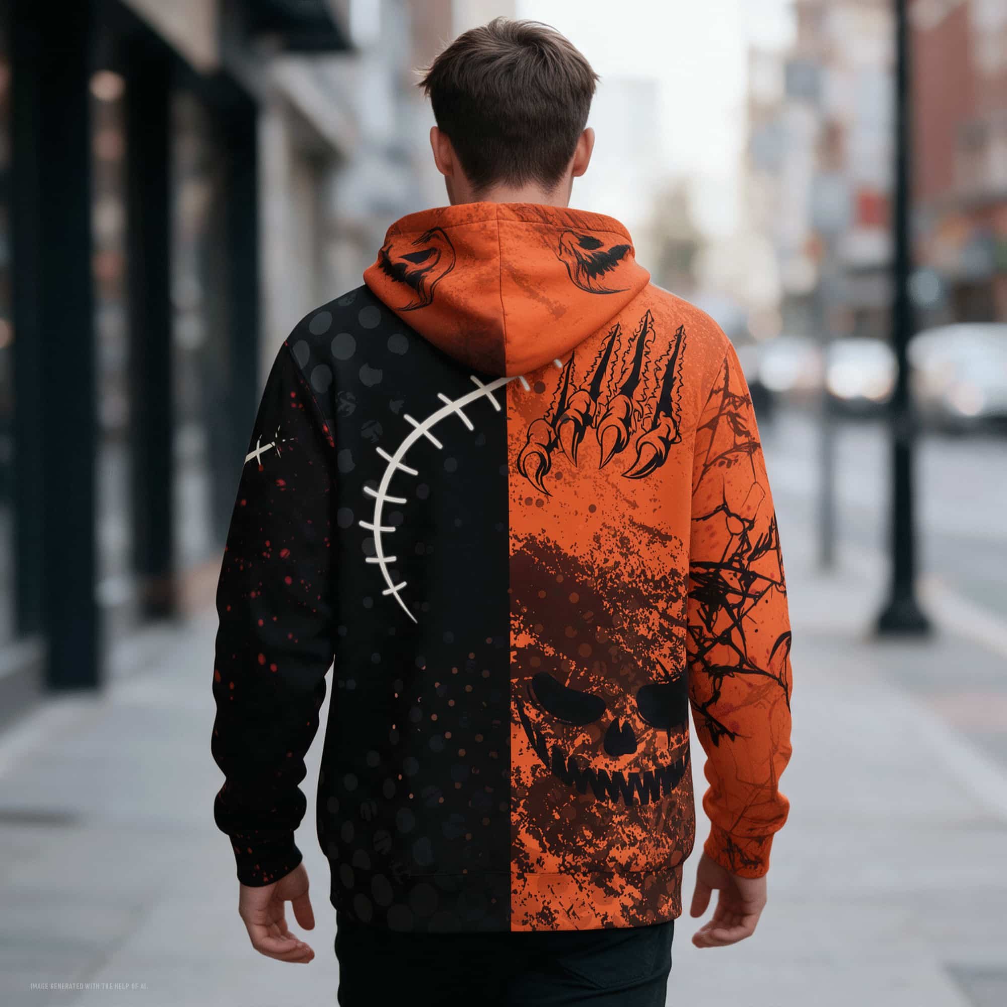 Halloween Pumpkin Faces All Over Print Hoodie