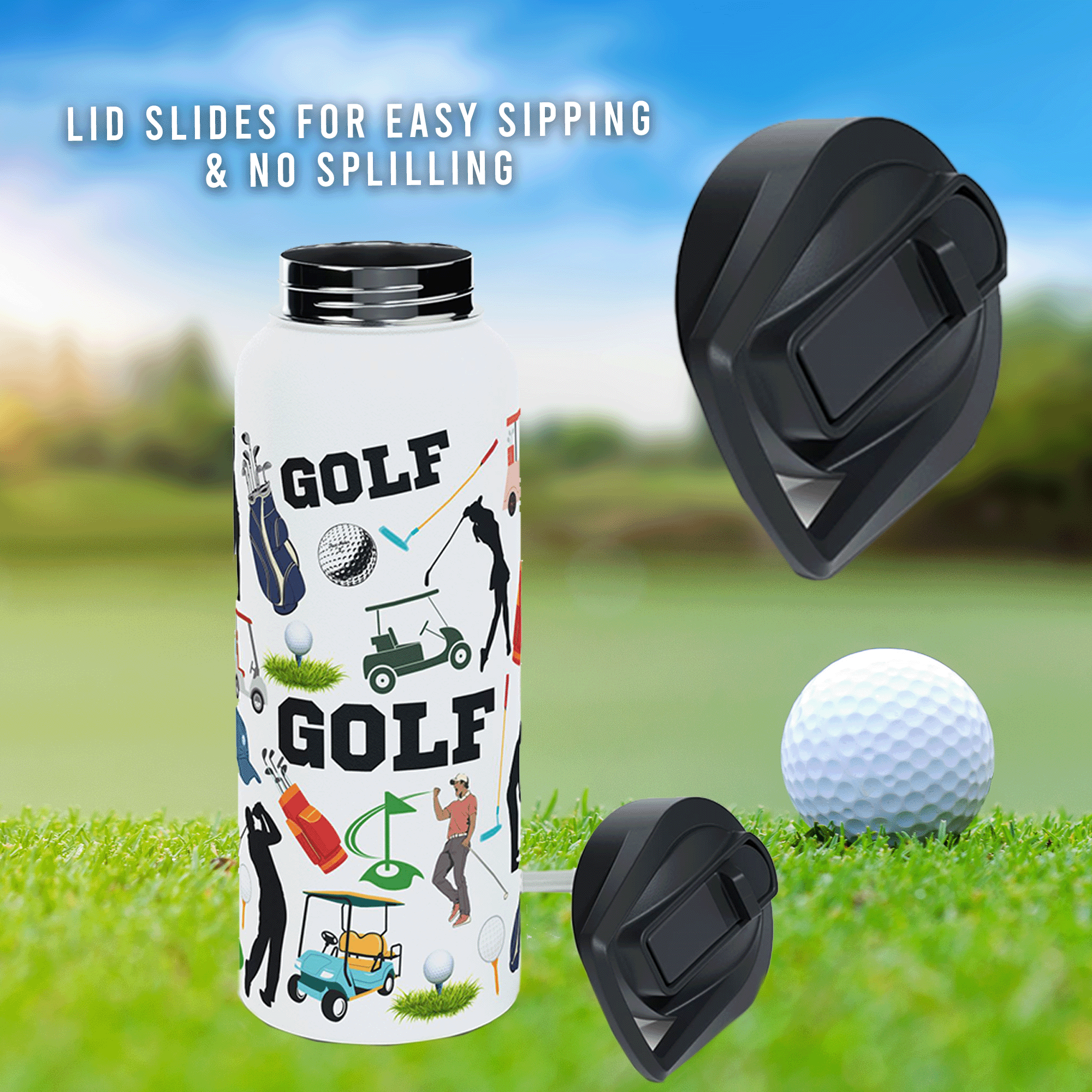 Golfing Stainless Steel Water Bottle