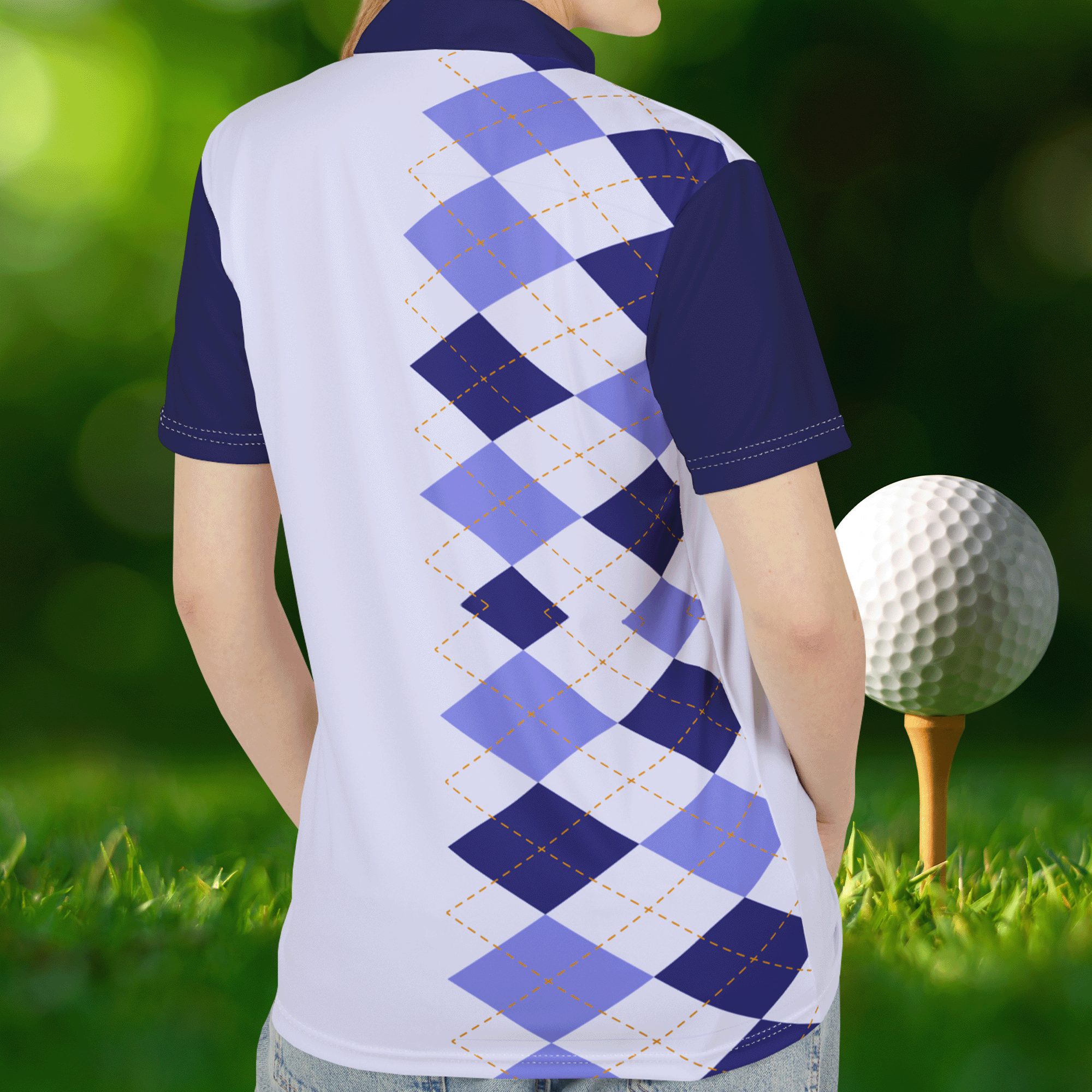 Diamond Pattern Argyle Golf Polo Shirt