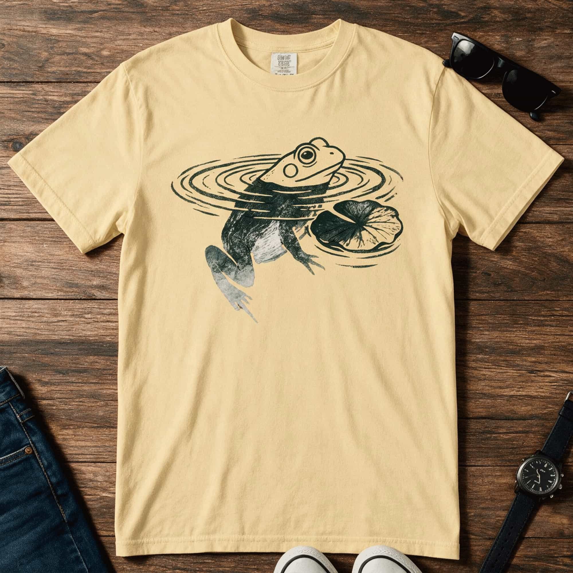 Frog Lily Pad Print Unisex T-Shirt