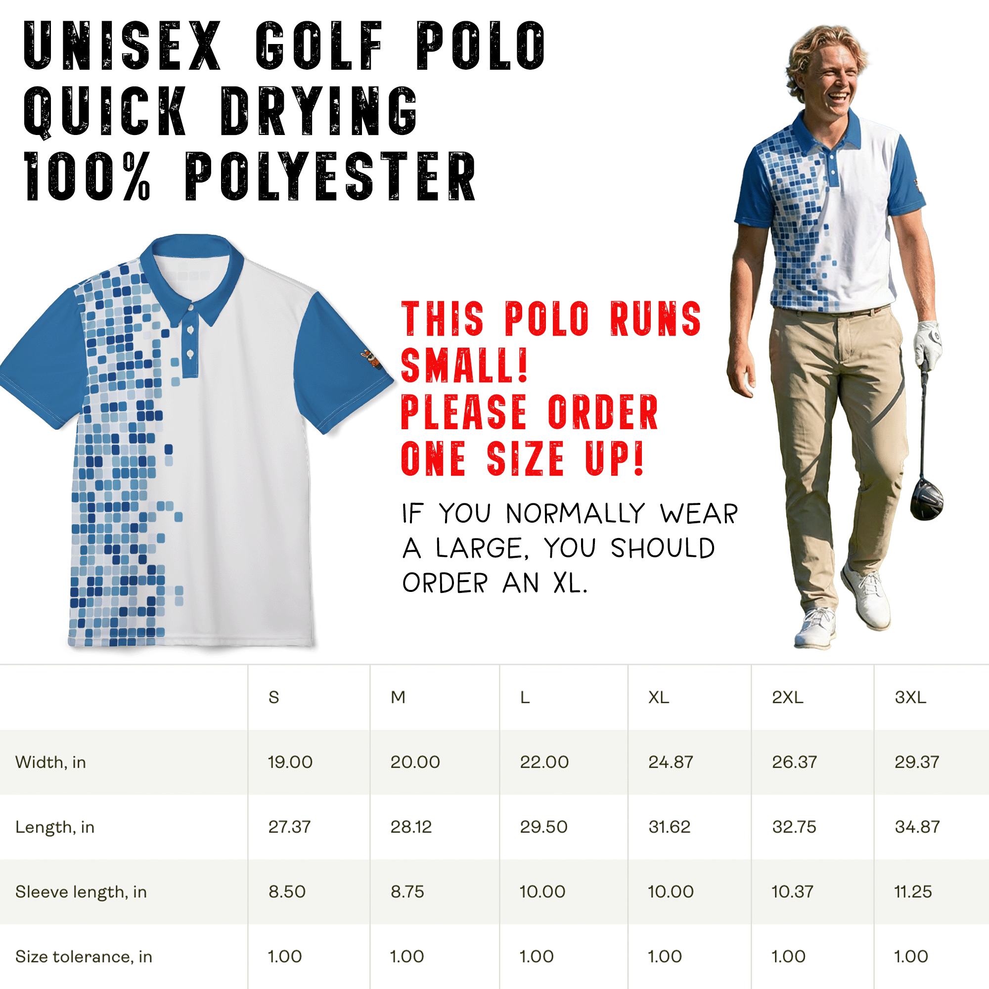 Blue Pixel Pattern Polo Shirt