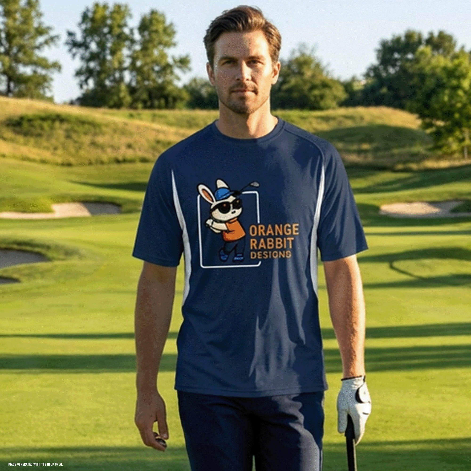Orange Rabbit Golfer Men’s Cooling Performance Color Blocked Jersey
