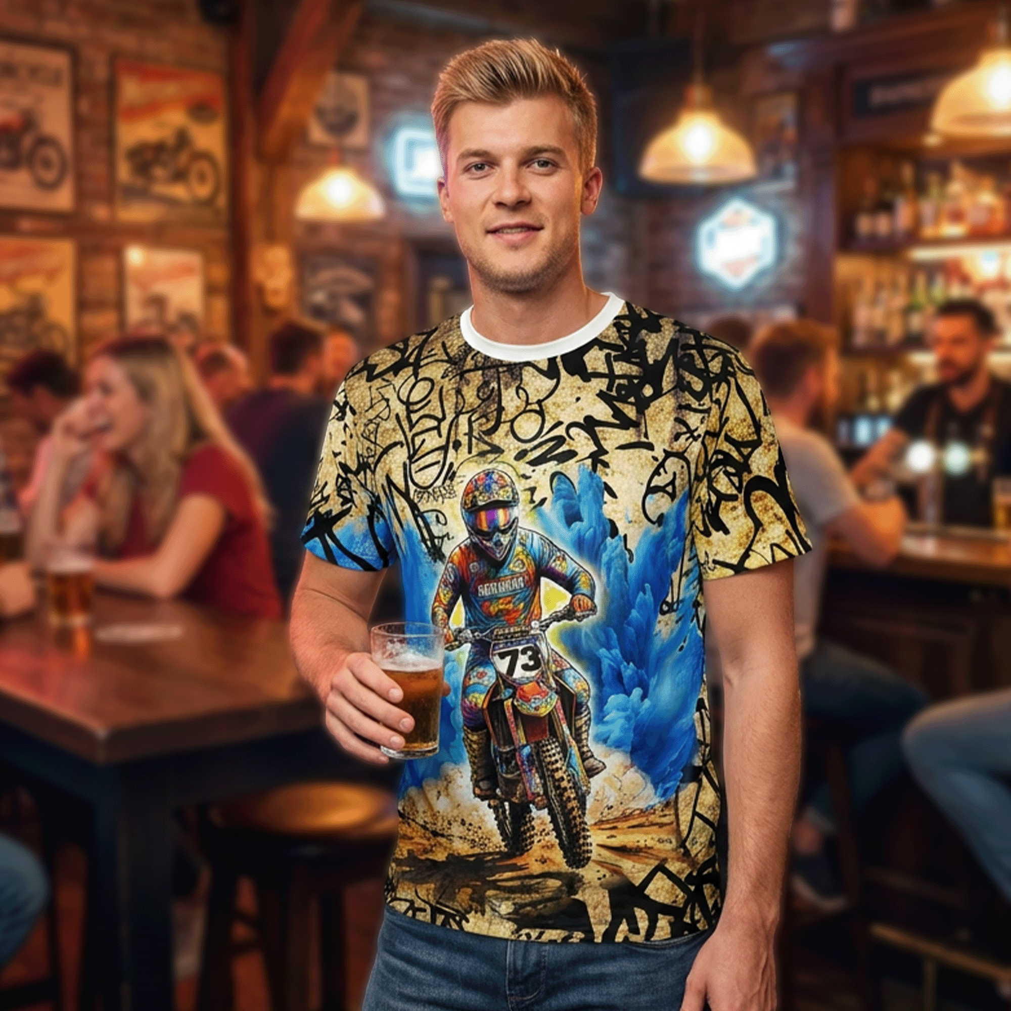 Motocross Rider Graffiti Grunge Tee