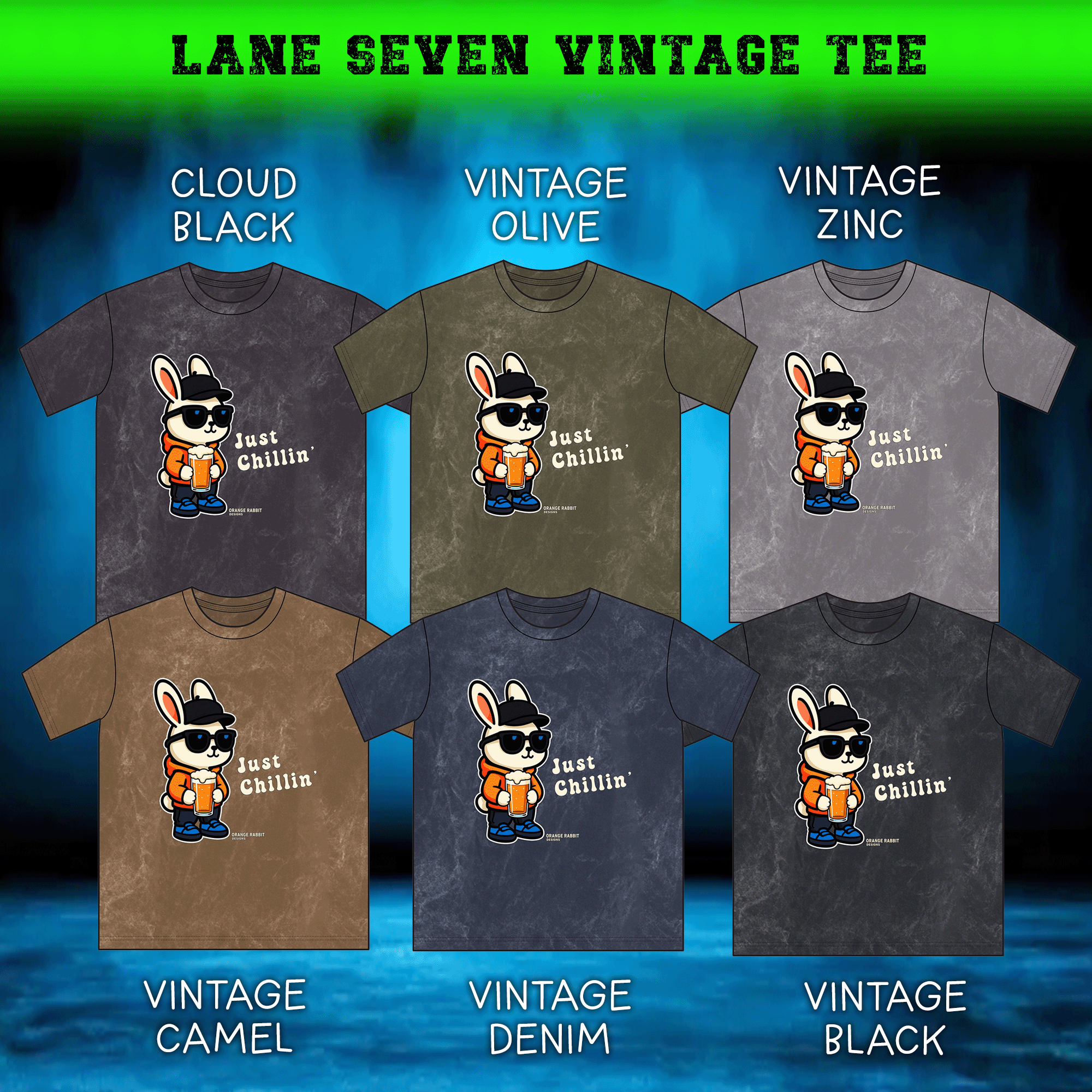 Orange Rabbit Just Chillin Beer Vintage Crewneck Tee