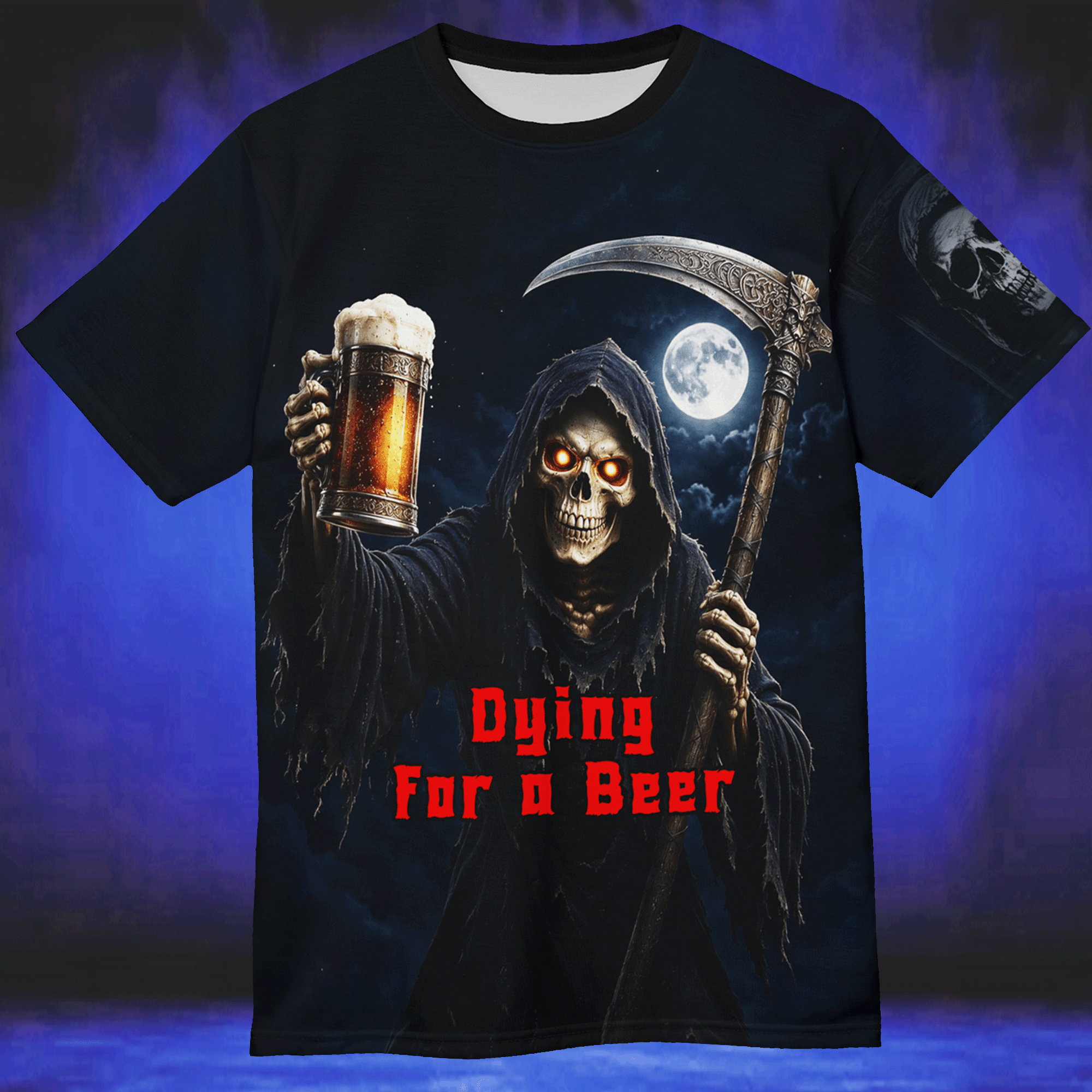 Grim Reaper Beer Graphic All-Over Print Tee