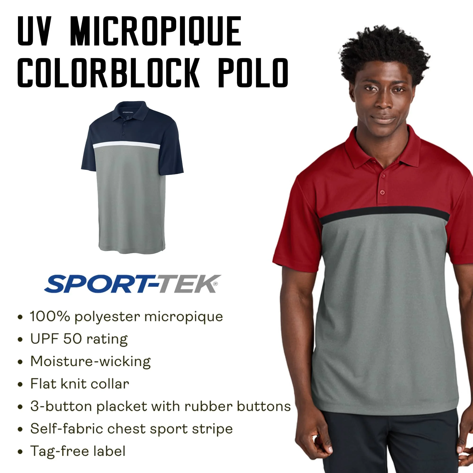 Custom Name Men’s Golf UV Micropique Colorblock Polo