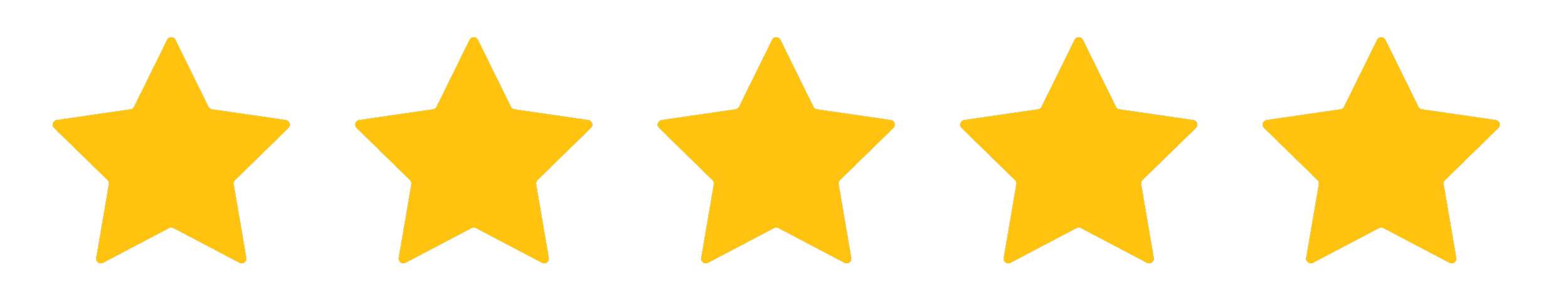 Five yellow stars in a row against a black background, indicating a rating.