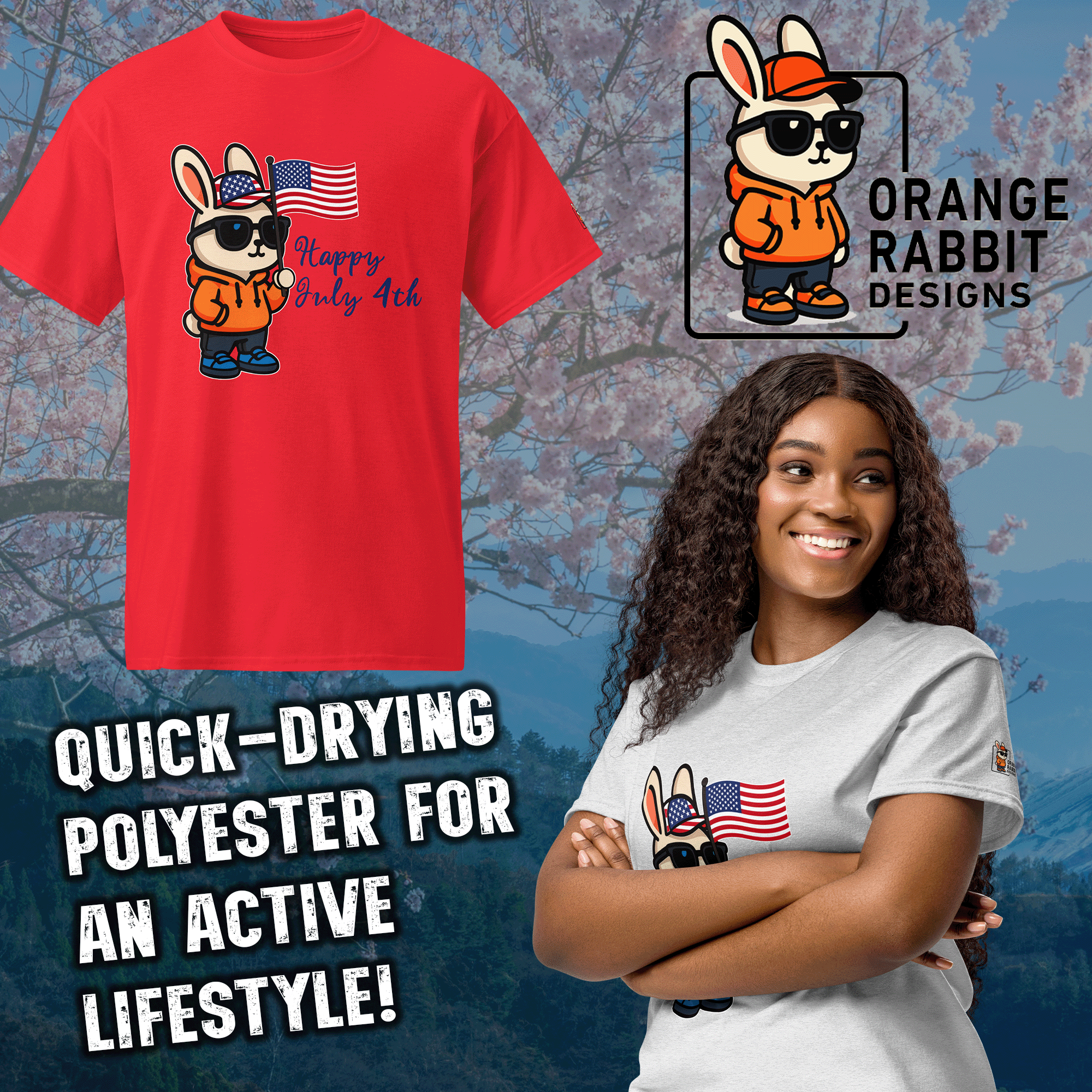 Orange Rabbit July 4th DryBlend® T-Shirt