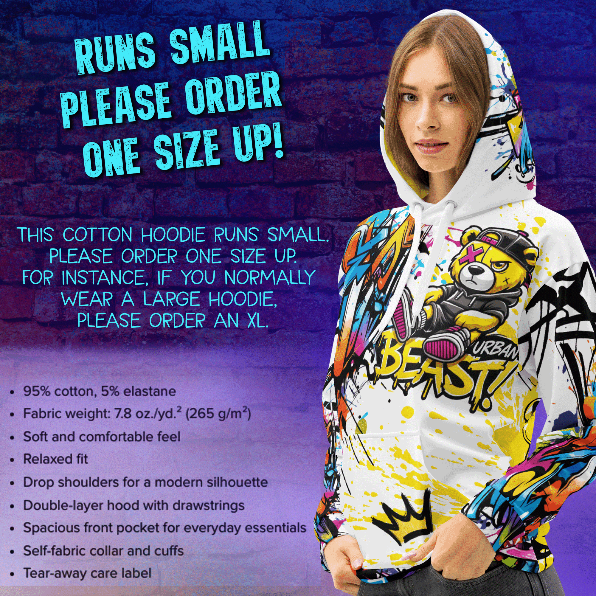 Graffiti Bear Streetwear Hoodie