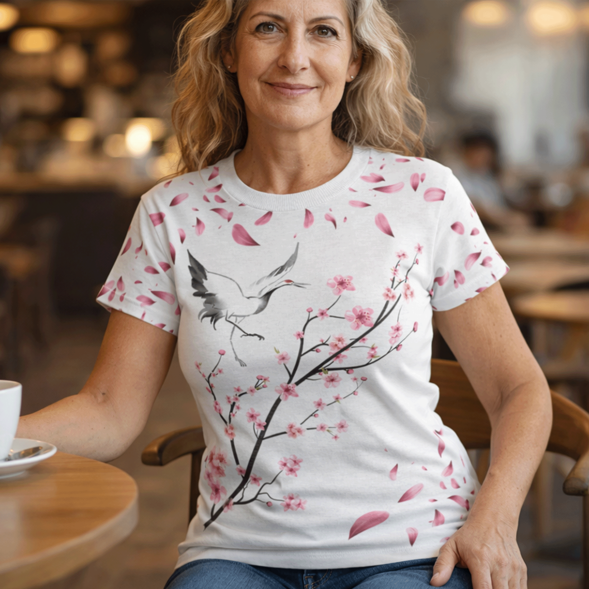Cherry Blossom Crane Tee