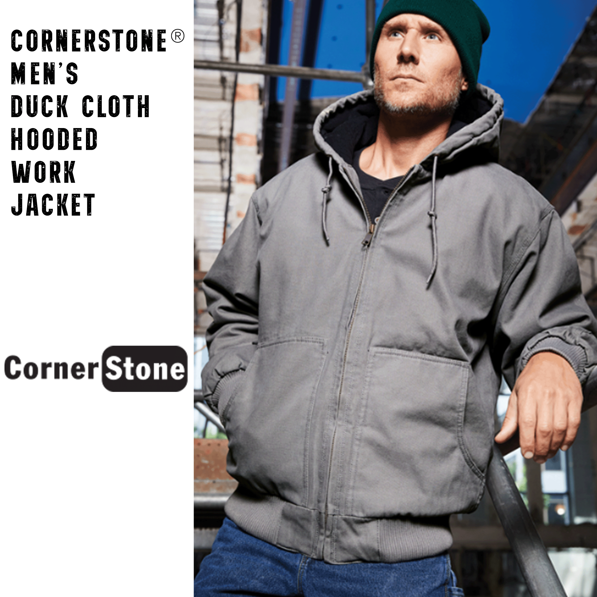 Personalized CornerStone® Men's Duck Cloth Hooded Work Jacket