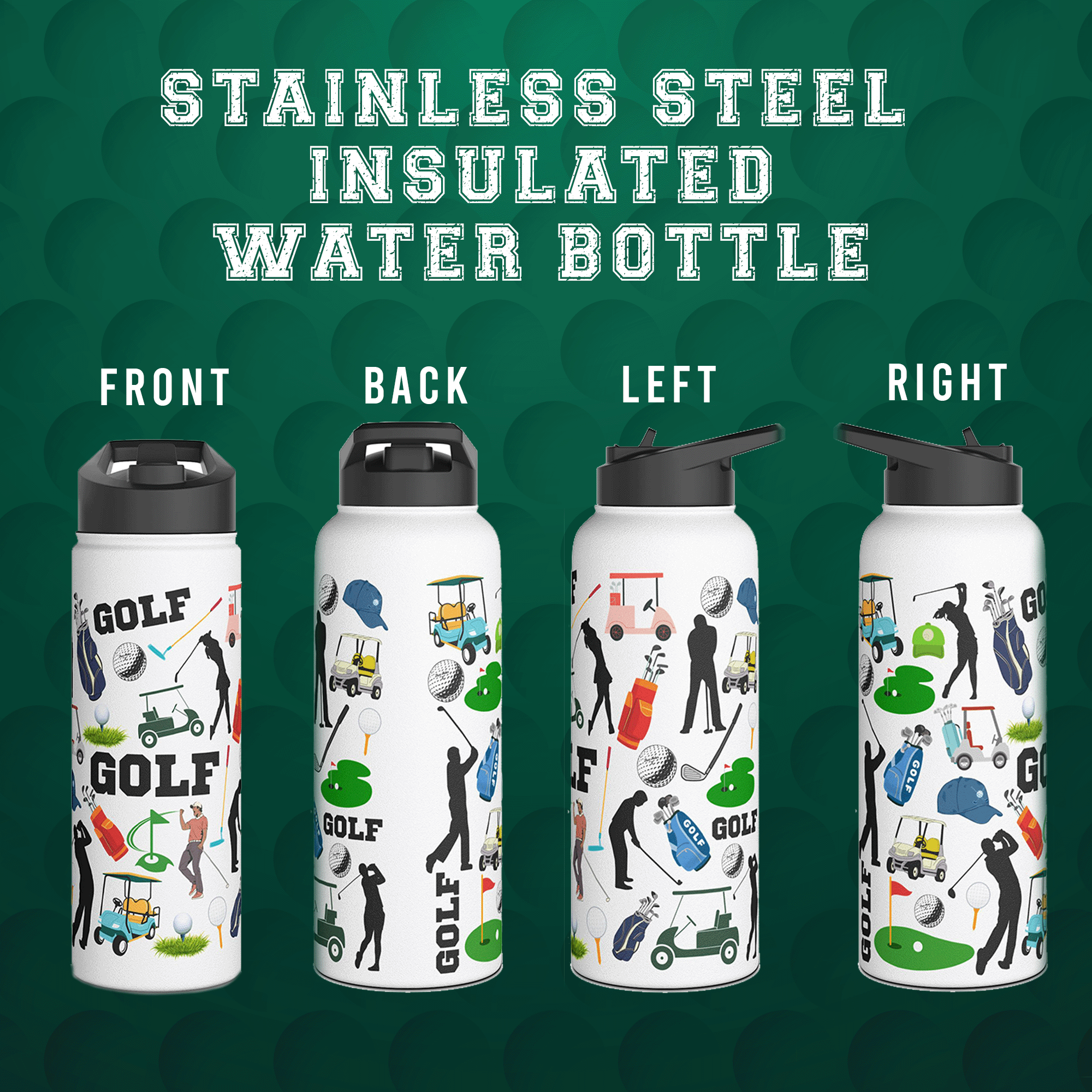 Golfing Stainless Steel Water Bottle