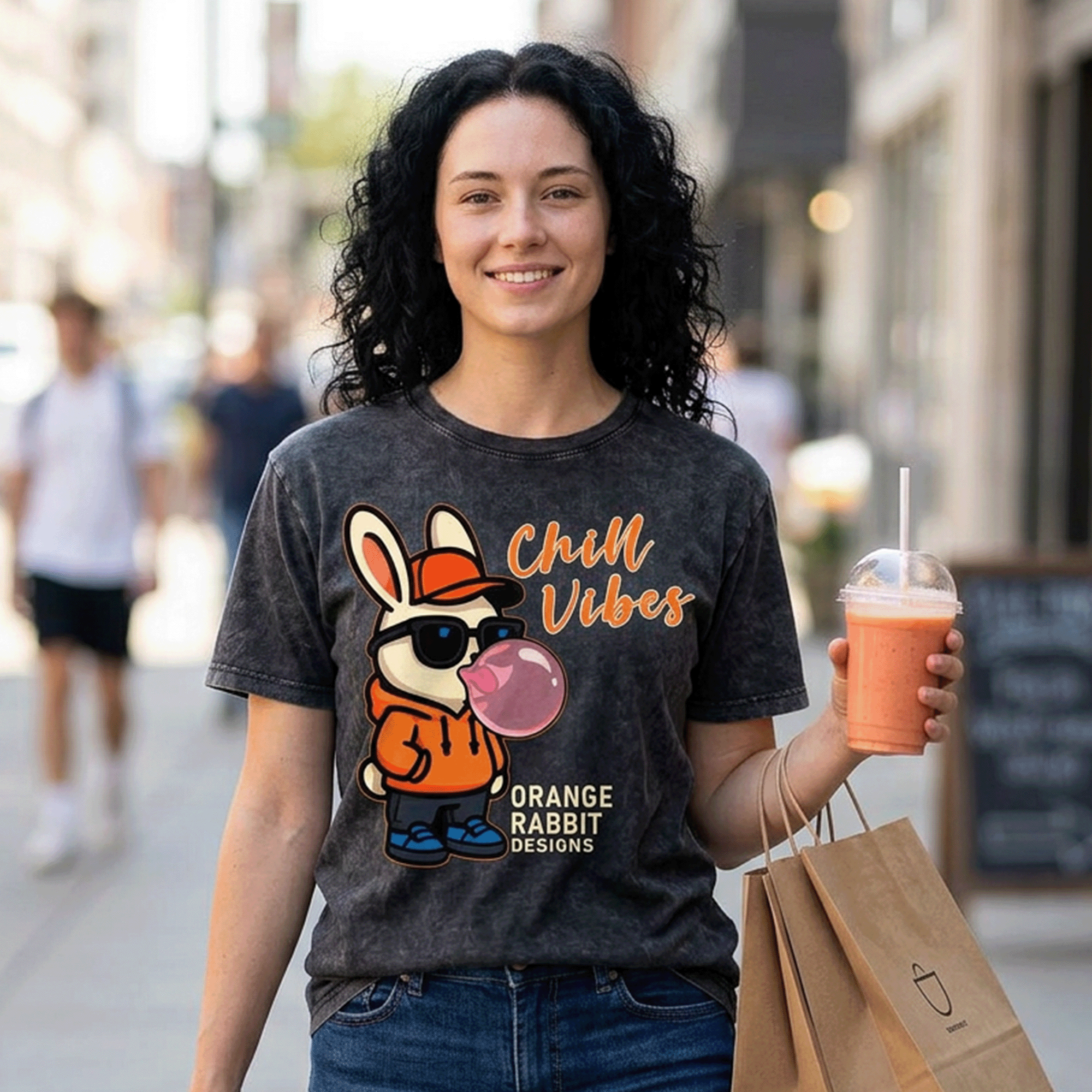 Orange Rabbit Chill Vibes Mineral Washed Tee