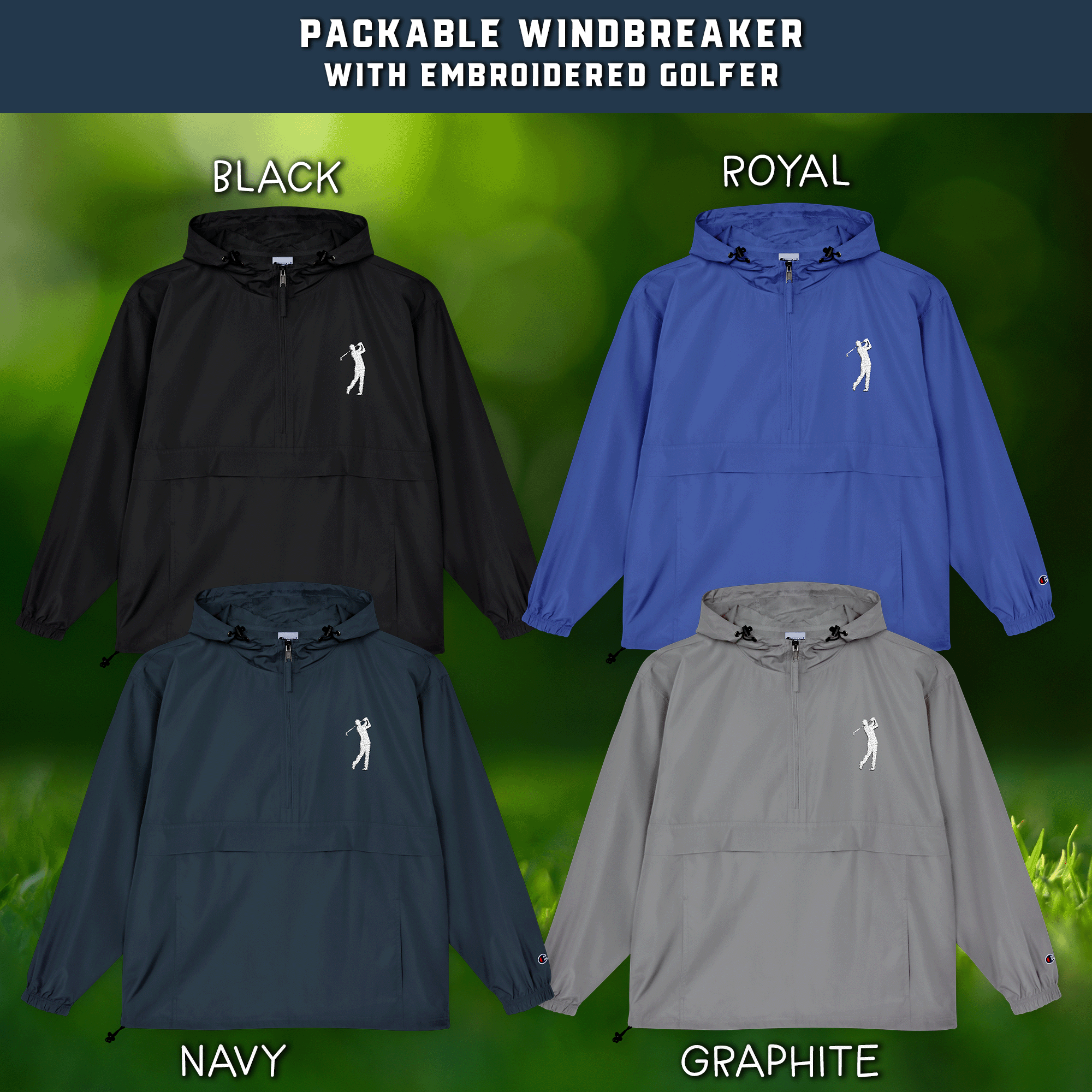 Embroidered Golfer Packable Champion Anorak Jacket