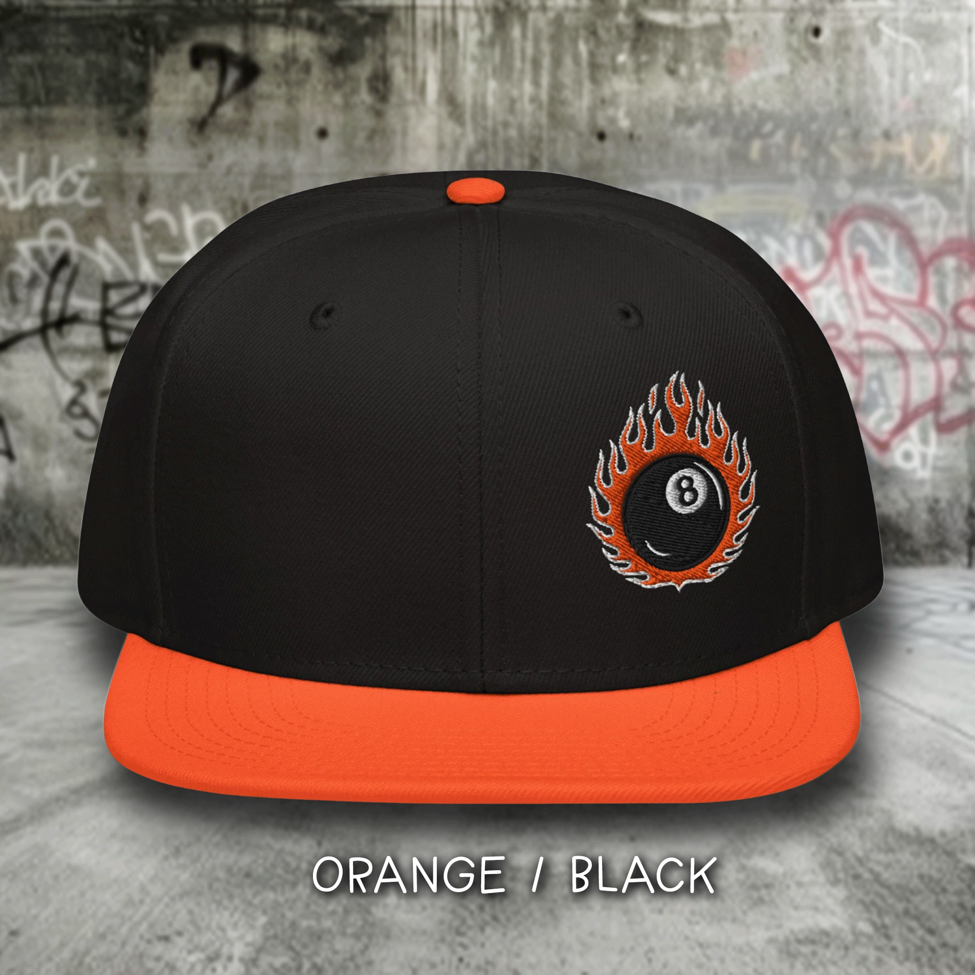 Embroidered 8 Ball Streetwear Snapback Cap