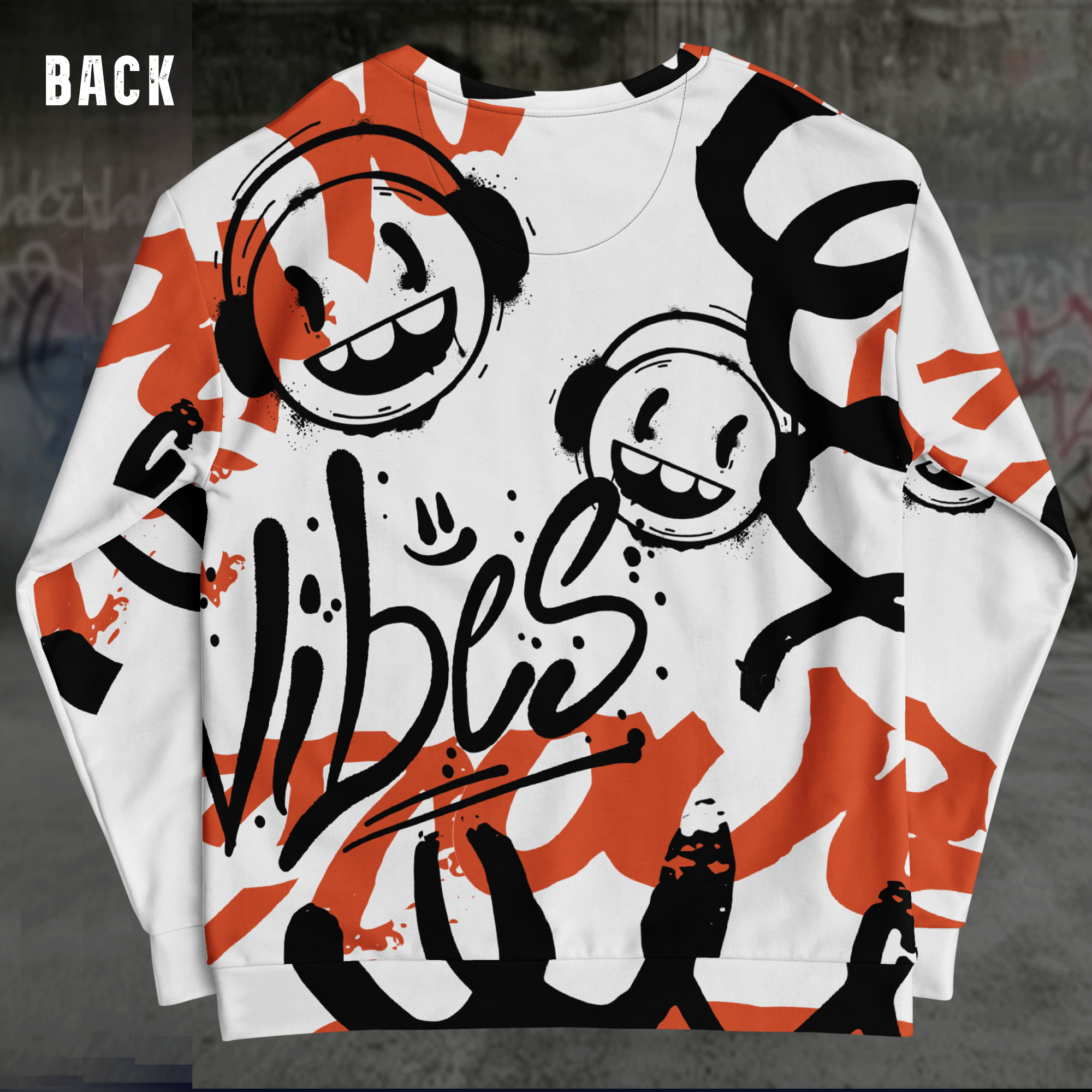 Good Vibes Headphones Graffiti Style Unisex Cotton Sweatshirt