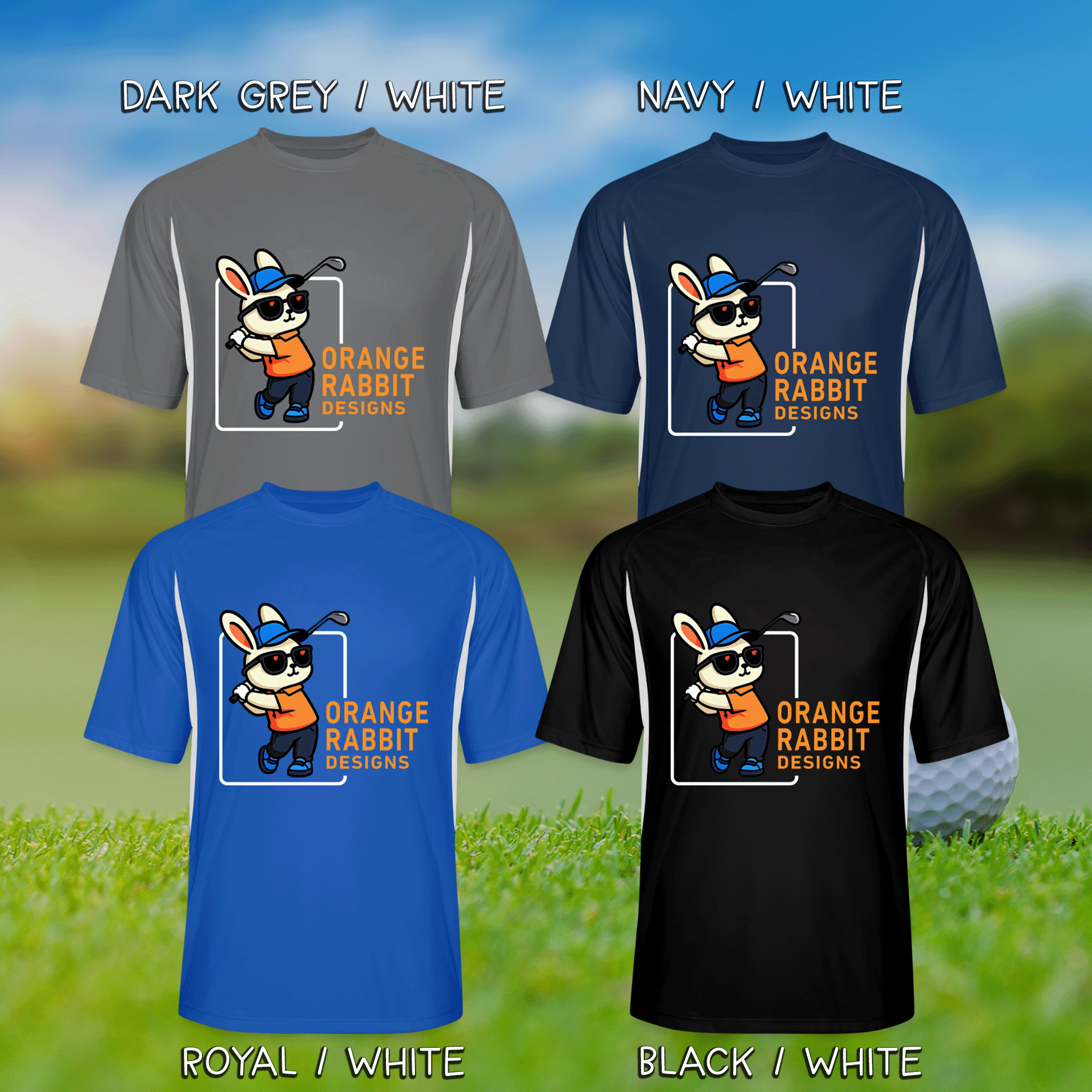 Orange Rabbit Golfer Men’s Cooling Performance Color Blocked Jersey