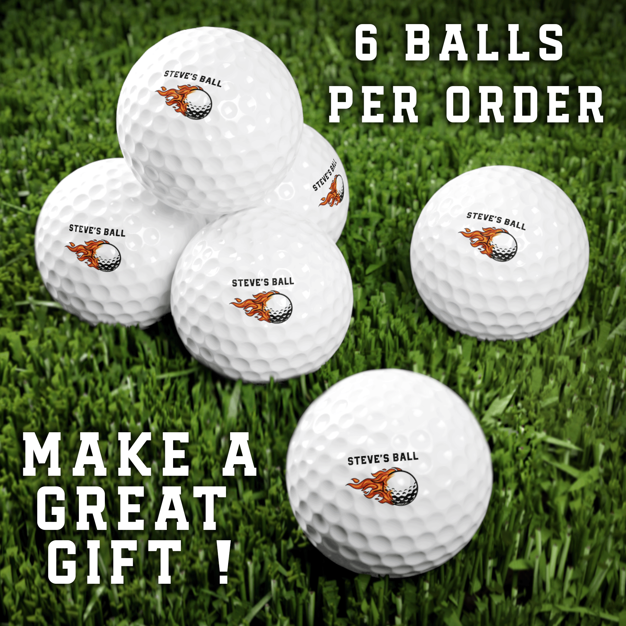 PERSONALIZED Name FIREBALL Golf Balls