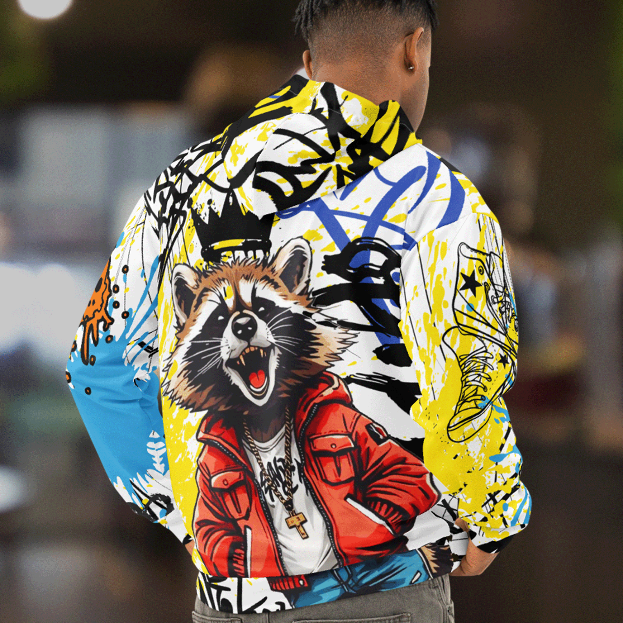 Graffiti Style Raccoon Streetwear Hoodie