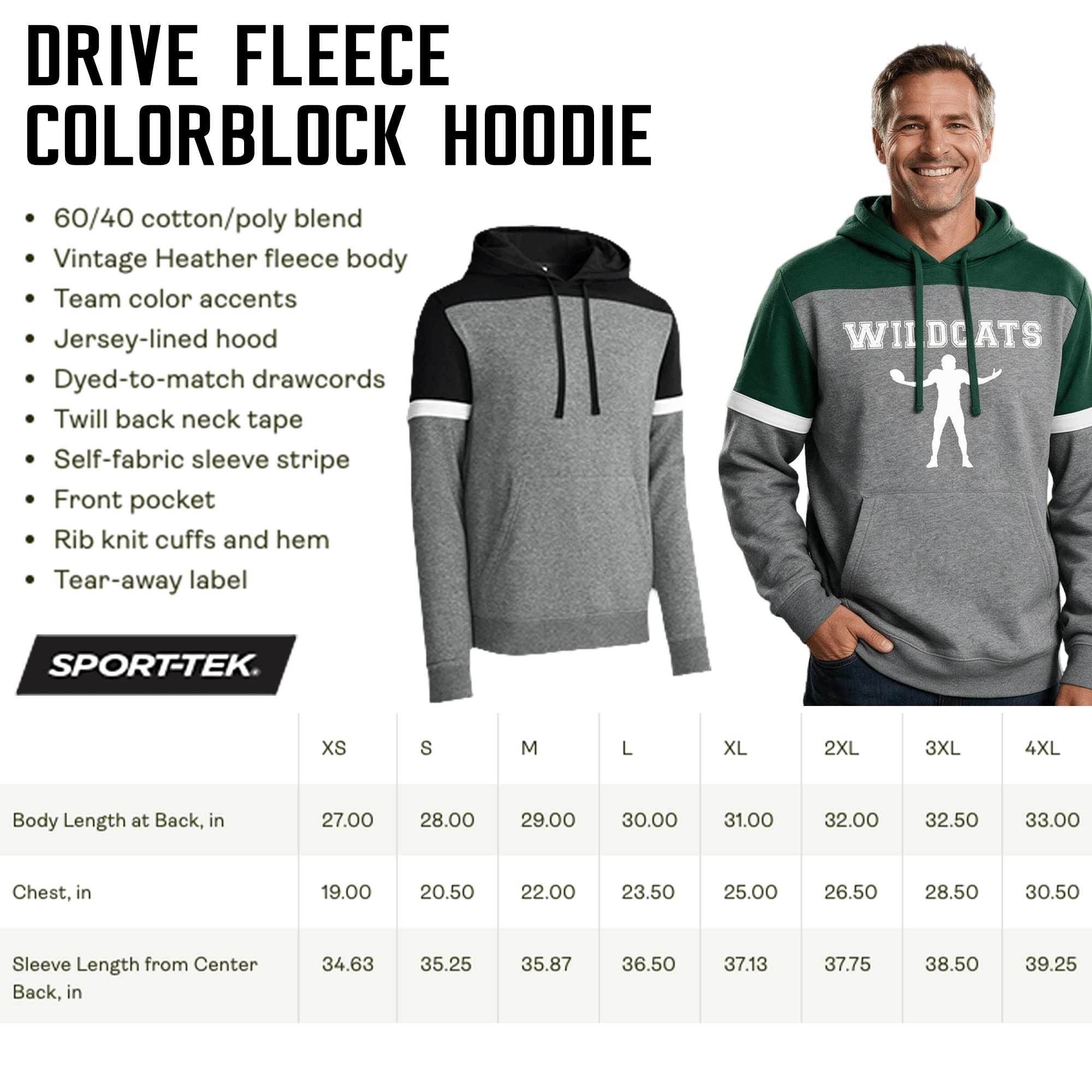 Personalized Team & Number Fleece Colorblock Pullover Hoodie