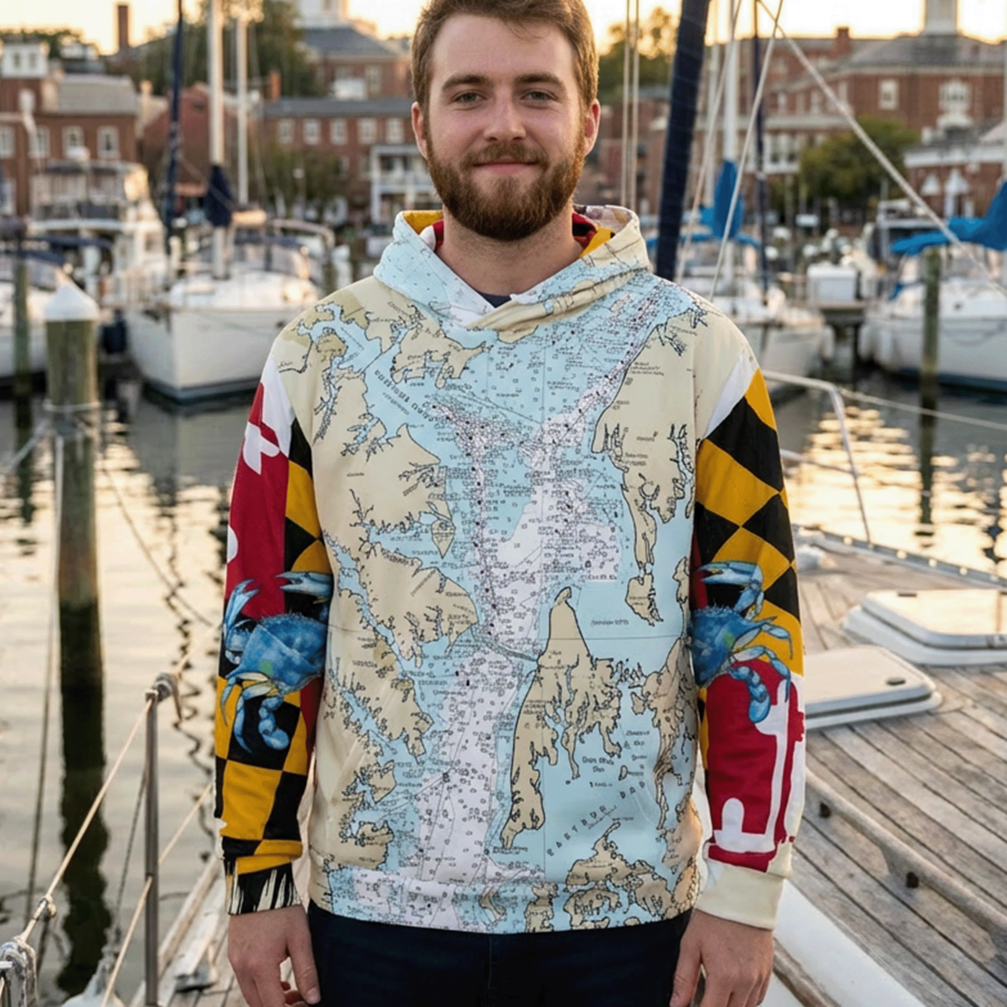 Chesapeake Bay Nautical Chart Hoodie