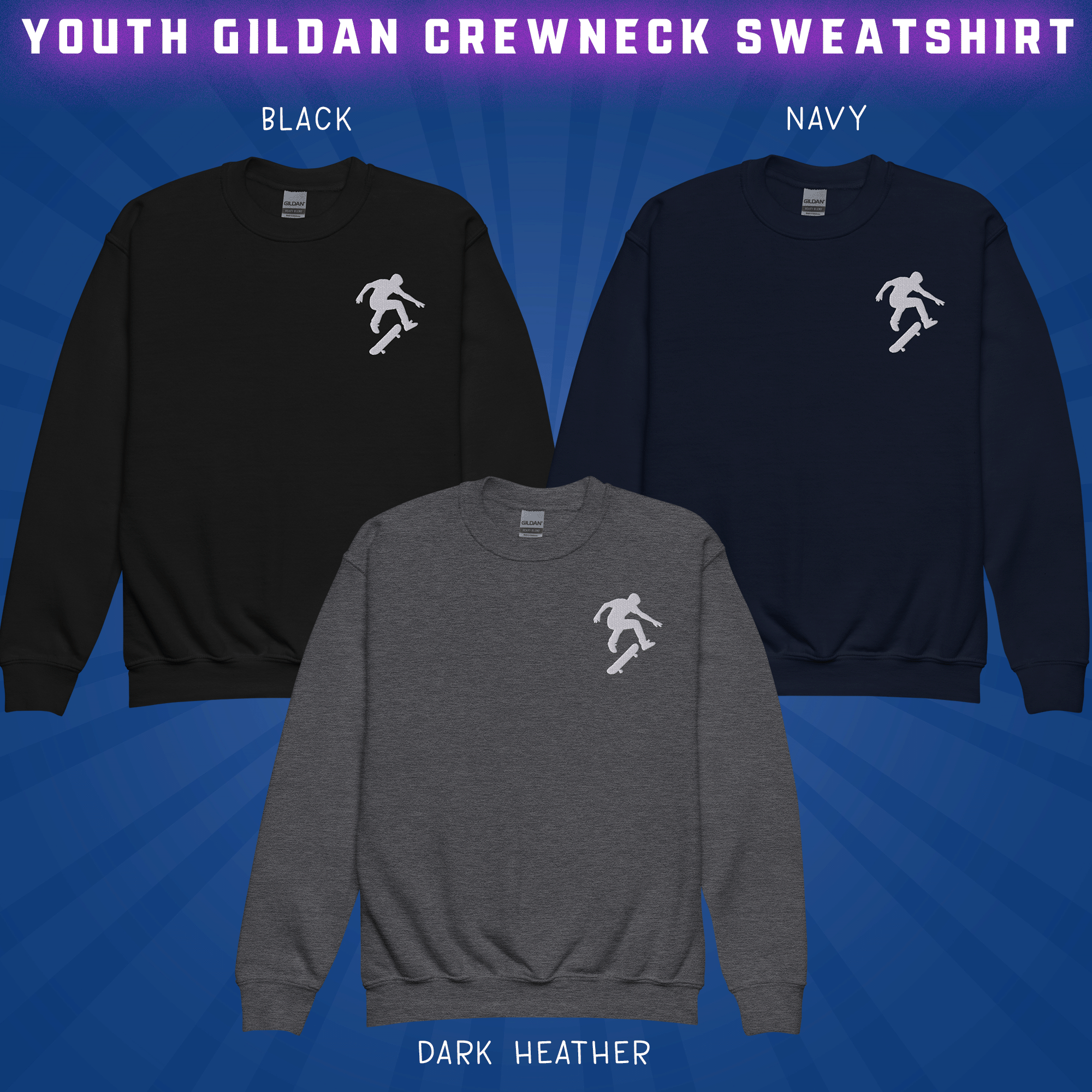 Skateboard Youth Crewneck Sweatshirt
