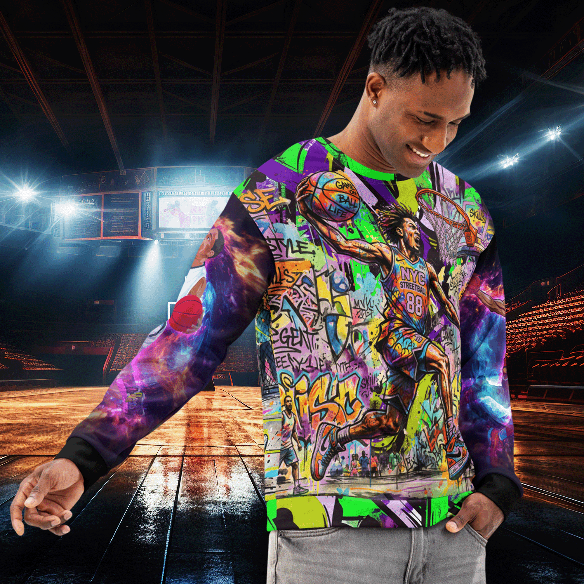 Graffiti Basketball Unisex Cotton Sweatshirt