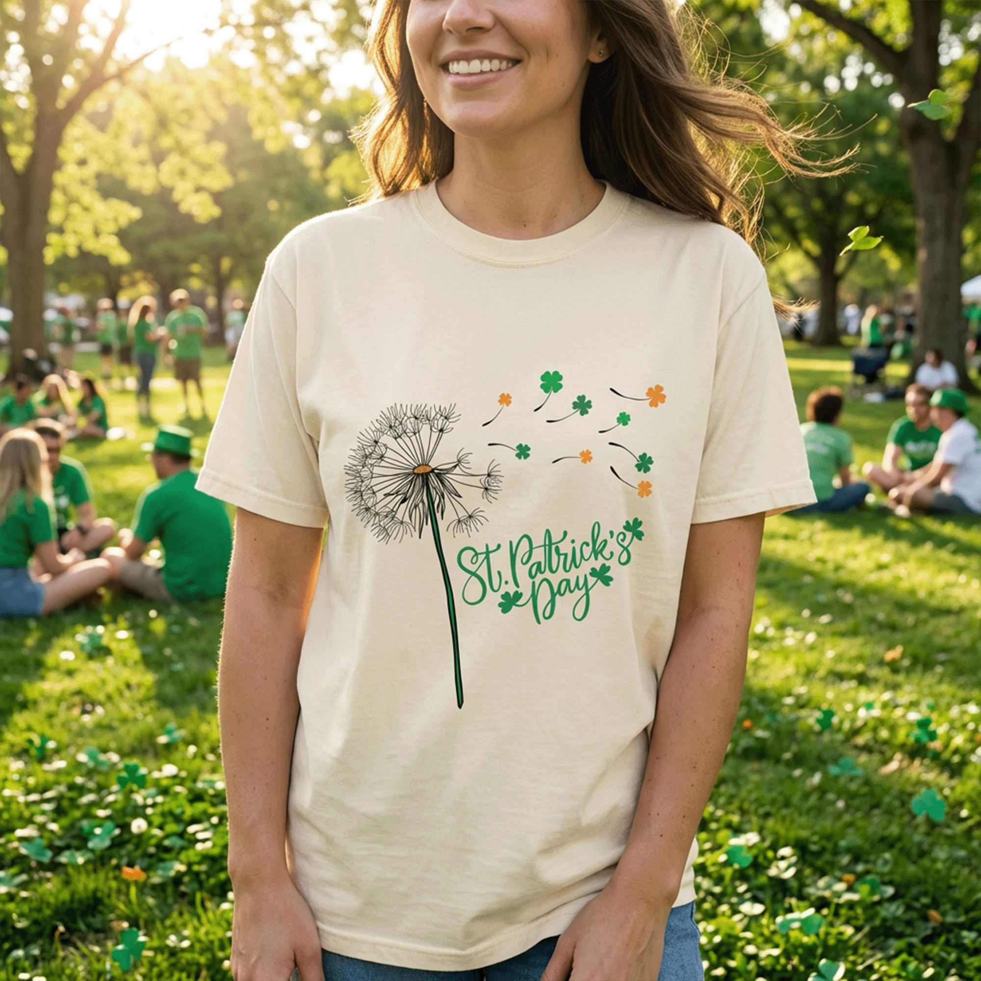 St Patricks Day Dandelion Shamrock T-shirt