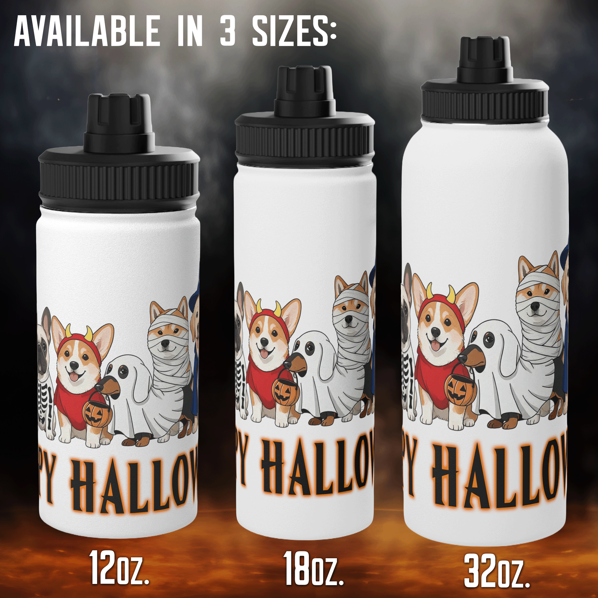 Personalized Halloween Dogs Stainless Steel Sports Bottle