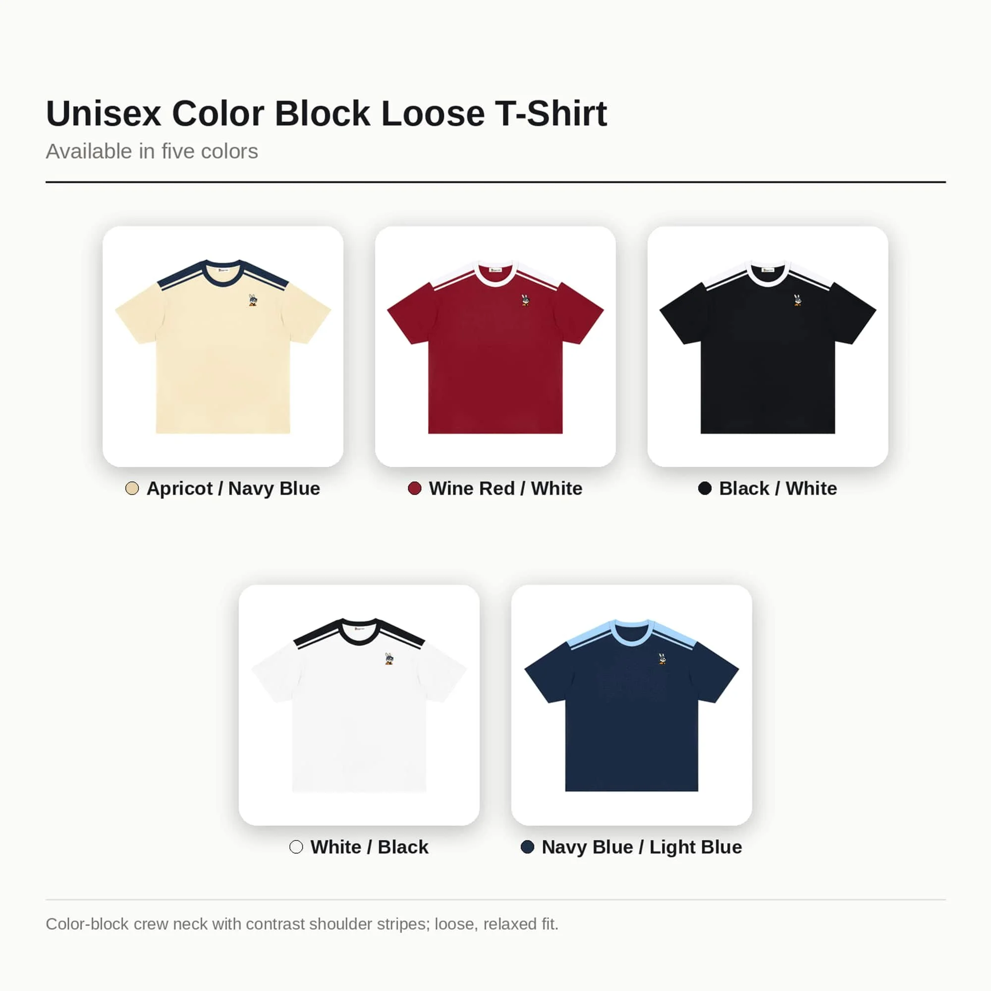 Orange Rabbit Unisex Color Block Loose T-Shirt