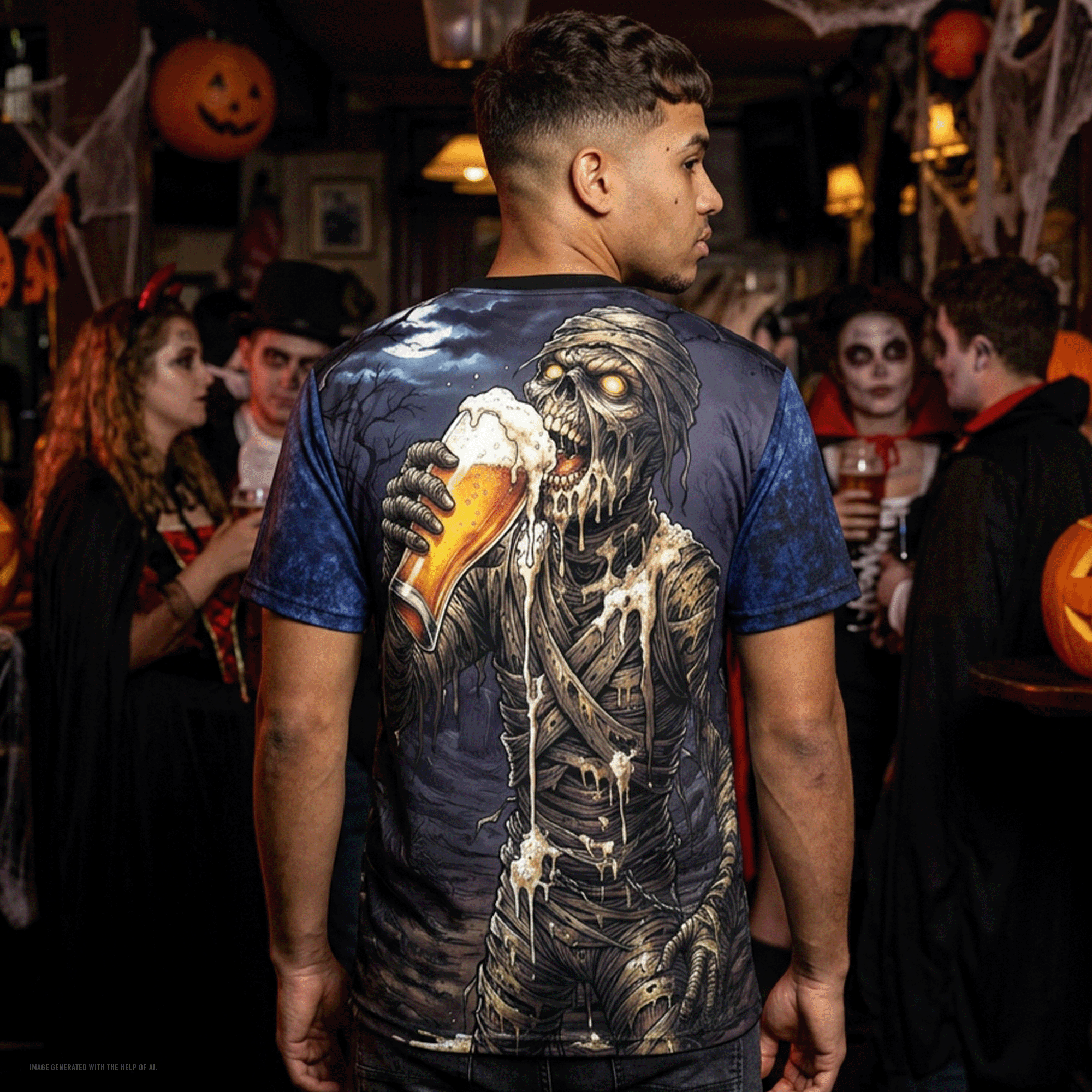 Mummy Beer Graphic All-Over Print Tee
