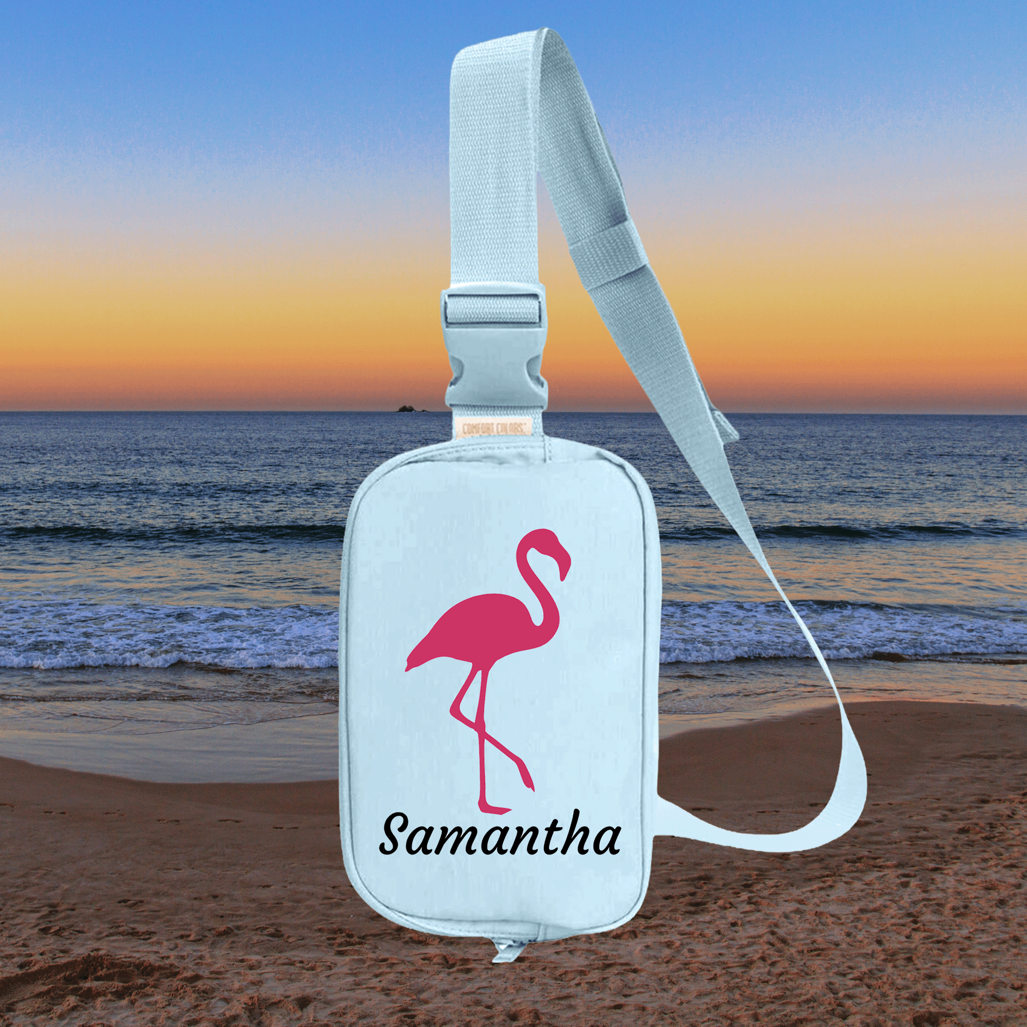 Embroidered Personalized Flamingo Explorer Sling Bag