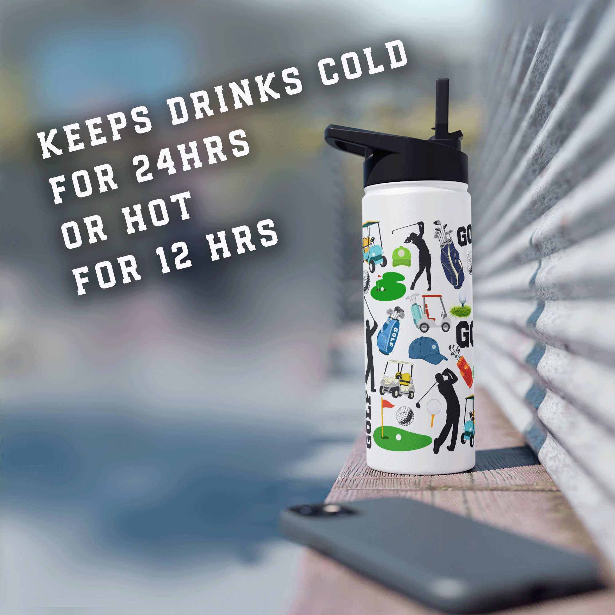 Golfing Stainless Steel Water Bottle