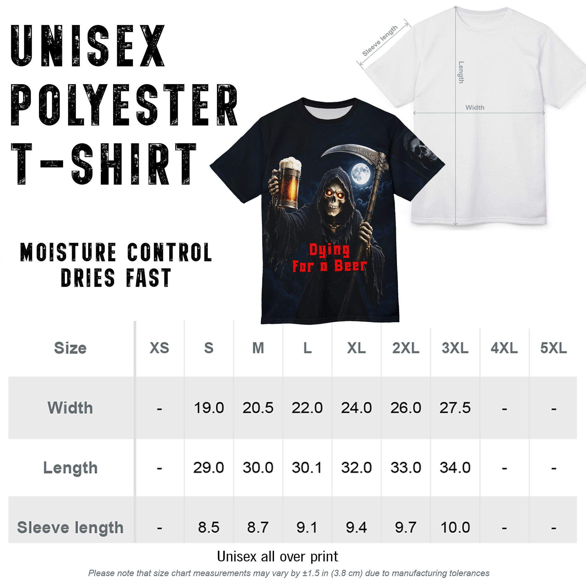 Grim Reaper Beer Graphic All-Over Print Tee