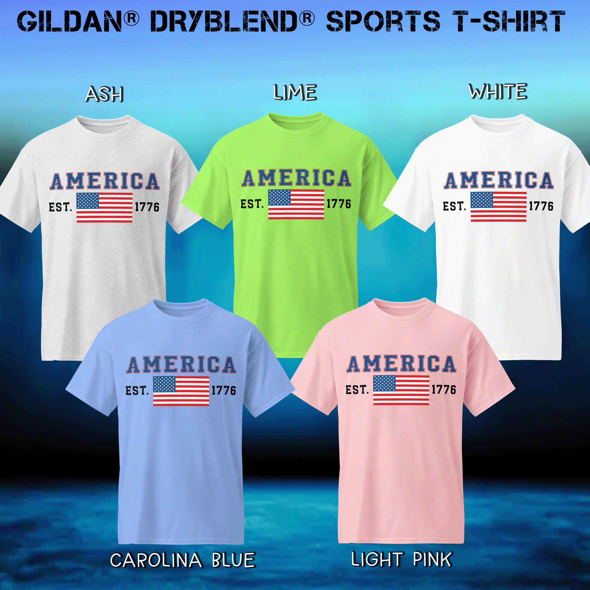 Patriotic America 1776 DryBlend® T-Shirt