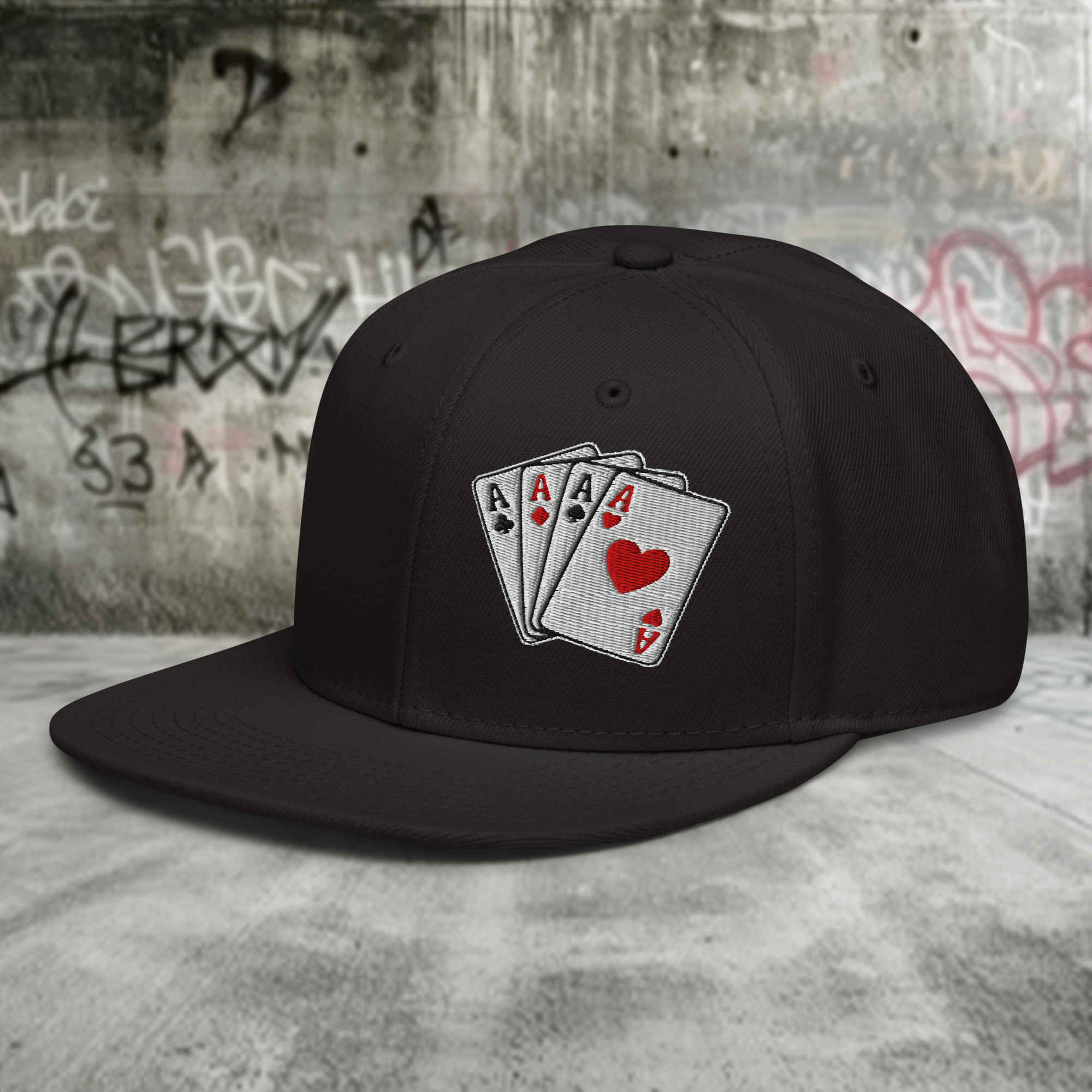 Embroidered Ace Cards Snapback Cap